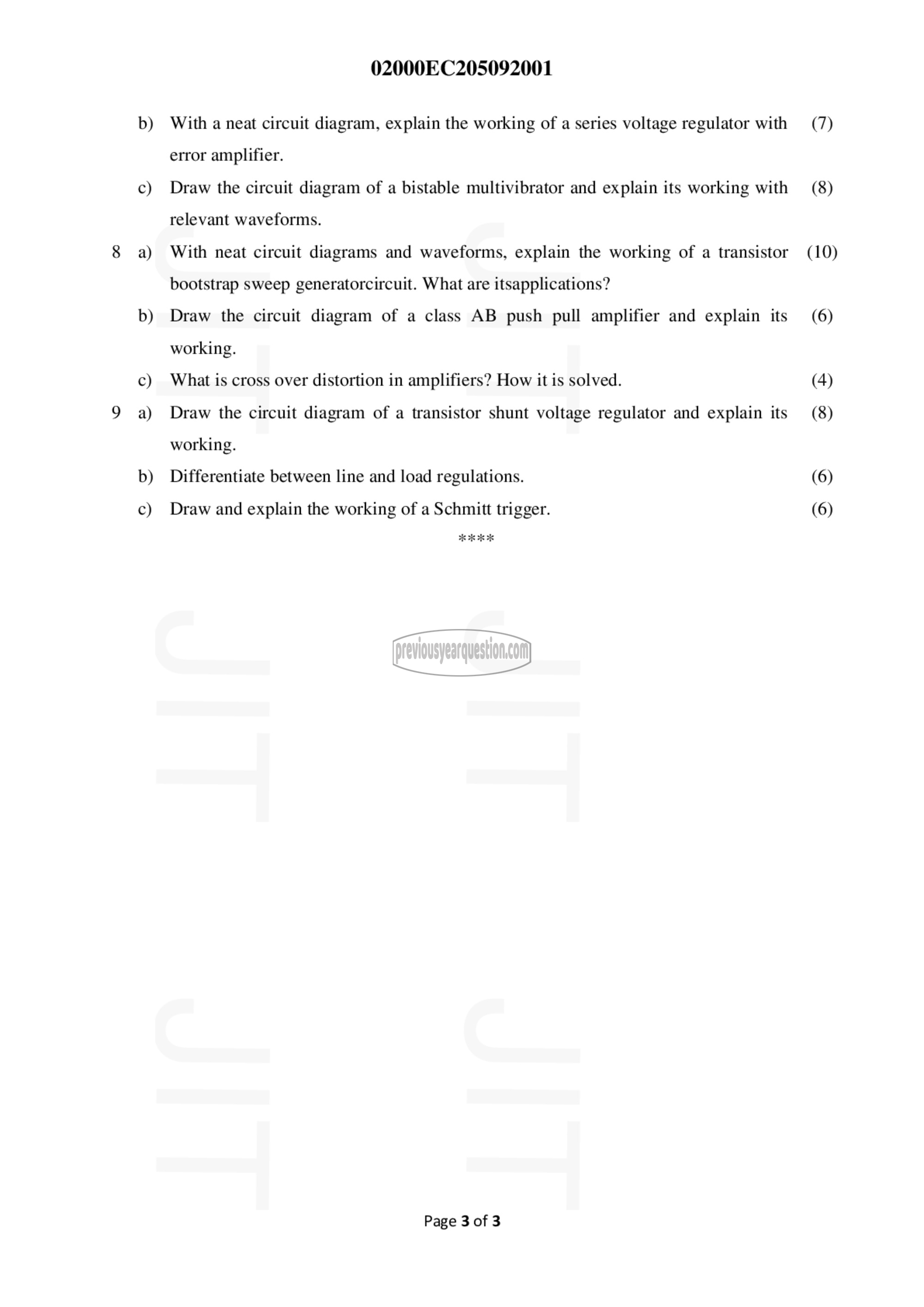 Question Paper - Electronic Circuits-3