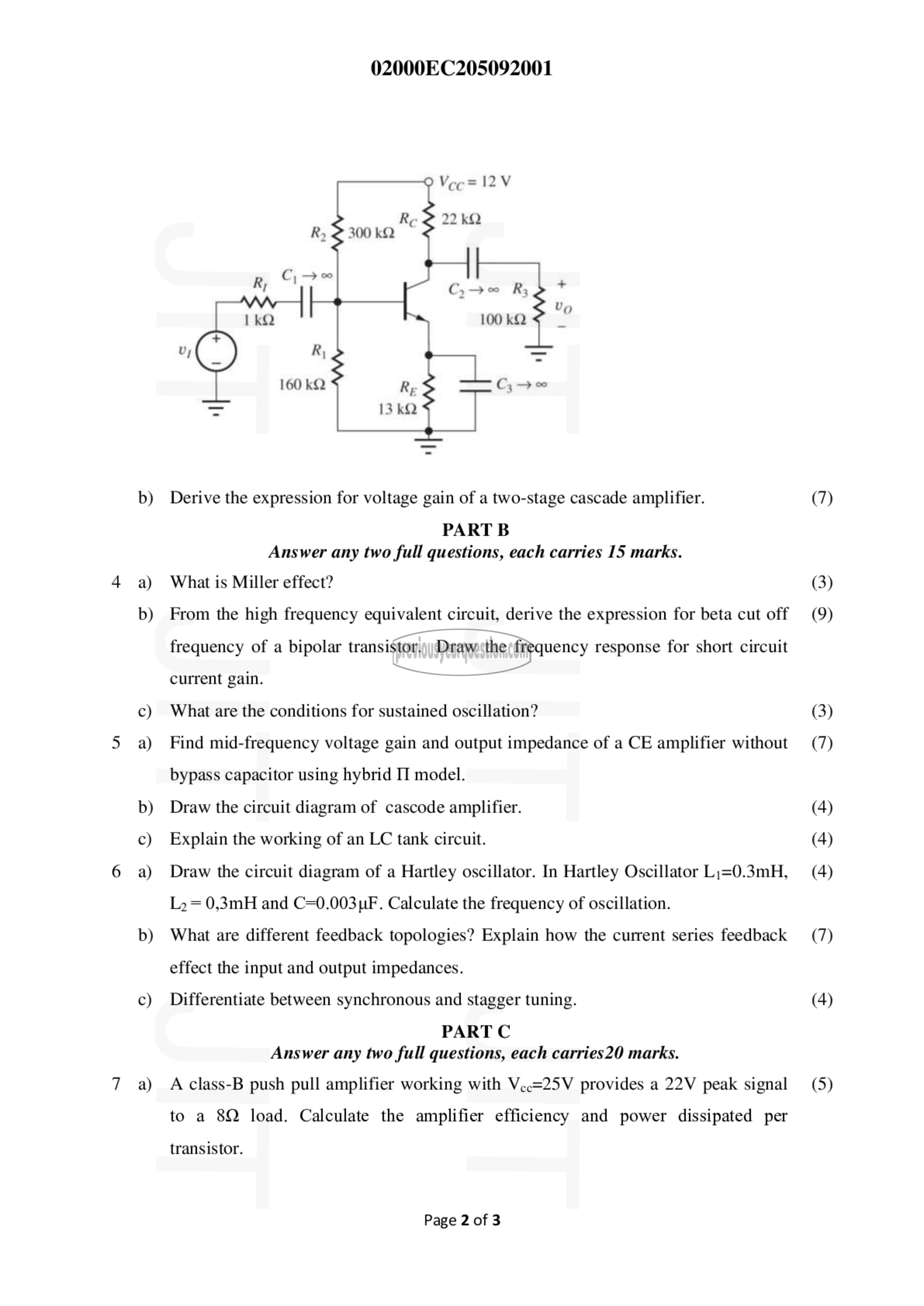 Question Paper - Electronic Circuits-2