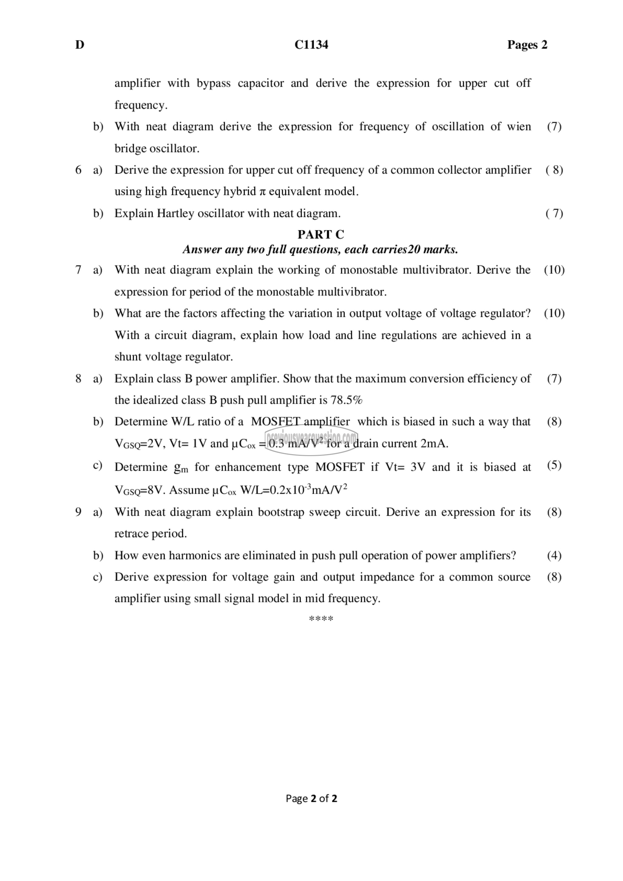 Question Paper - Electronic Circuits-2