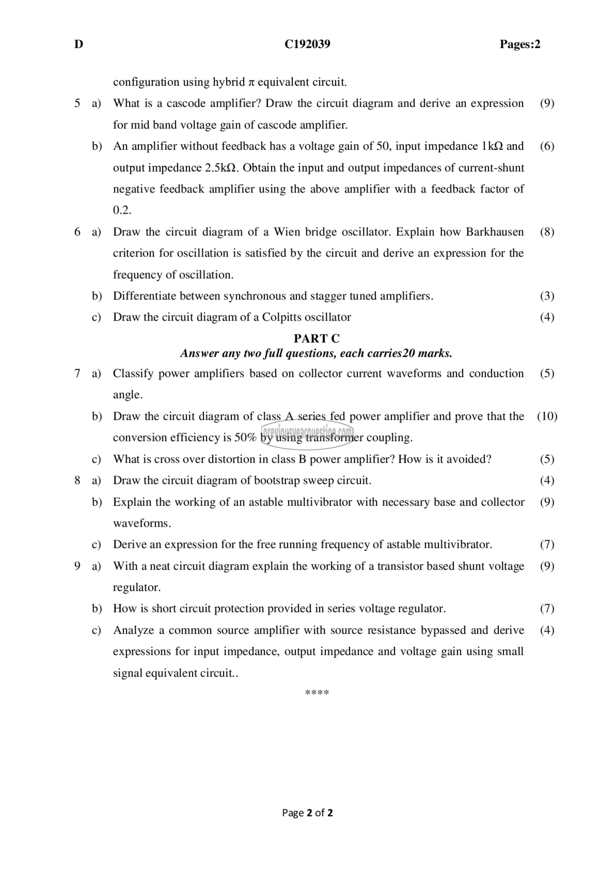 Question Paper - Electronic Circuits-2