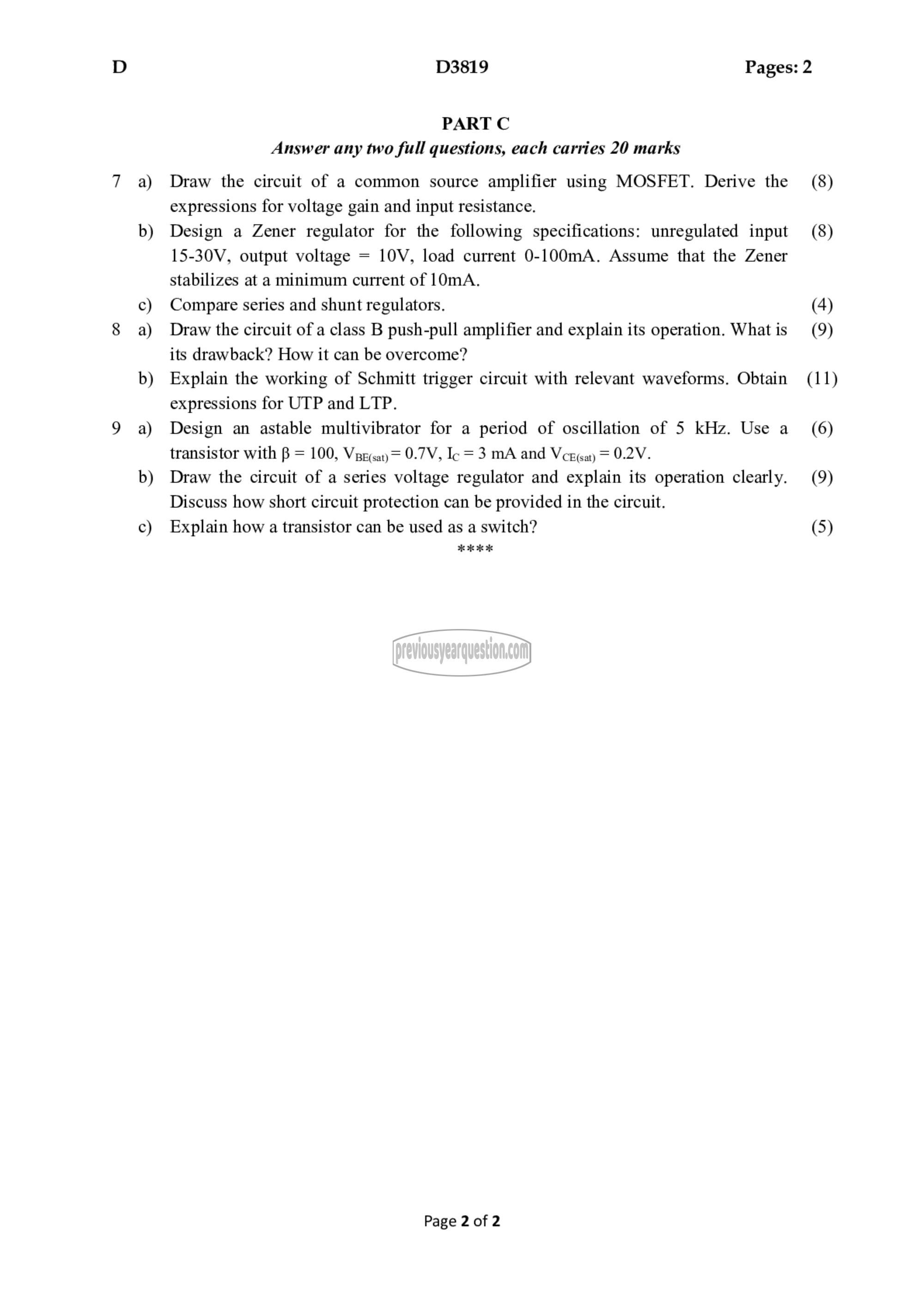 Question Paper - Electronic Circuits-2