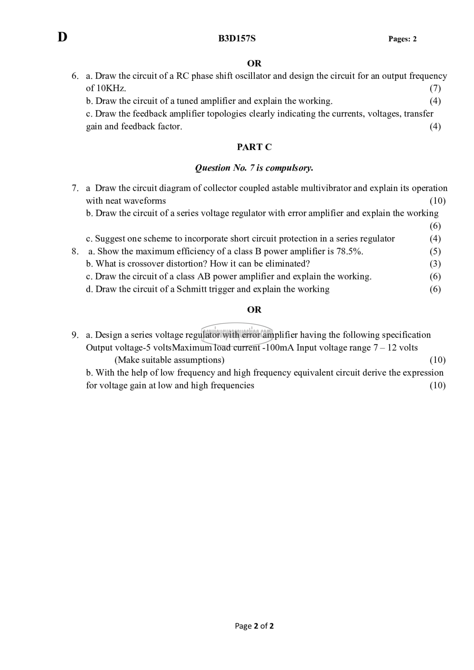 Question Paper - Electronic Circuits-2