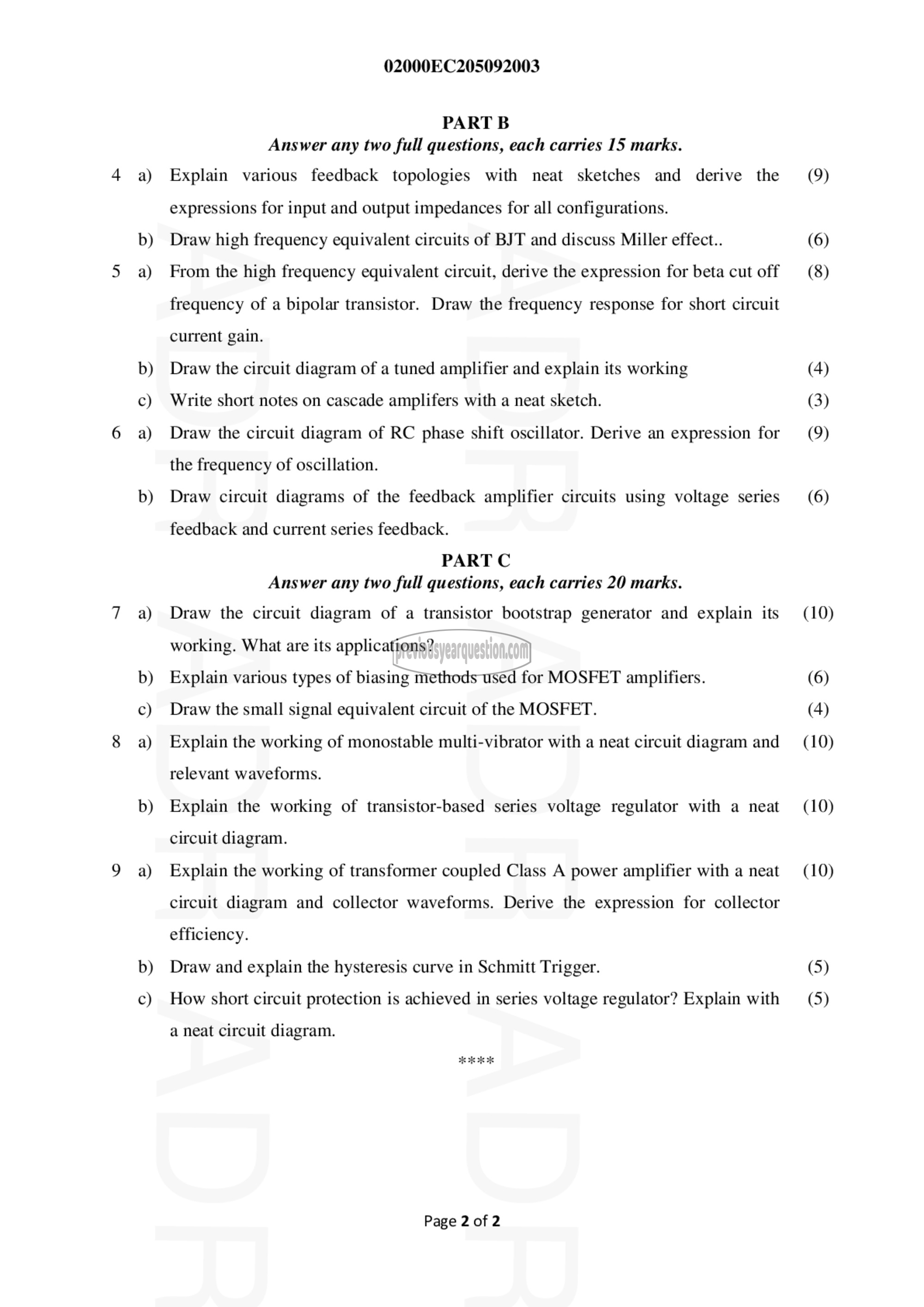 Question Paper - Electronic Circuits-2