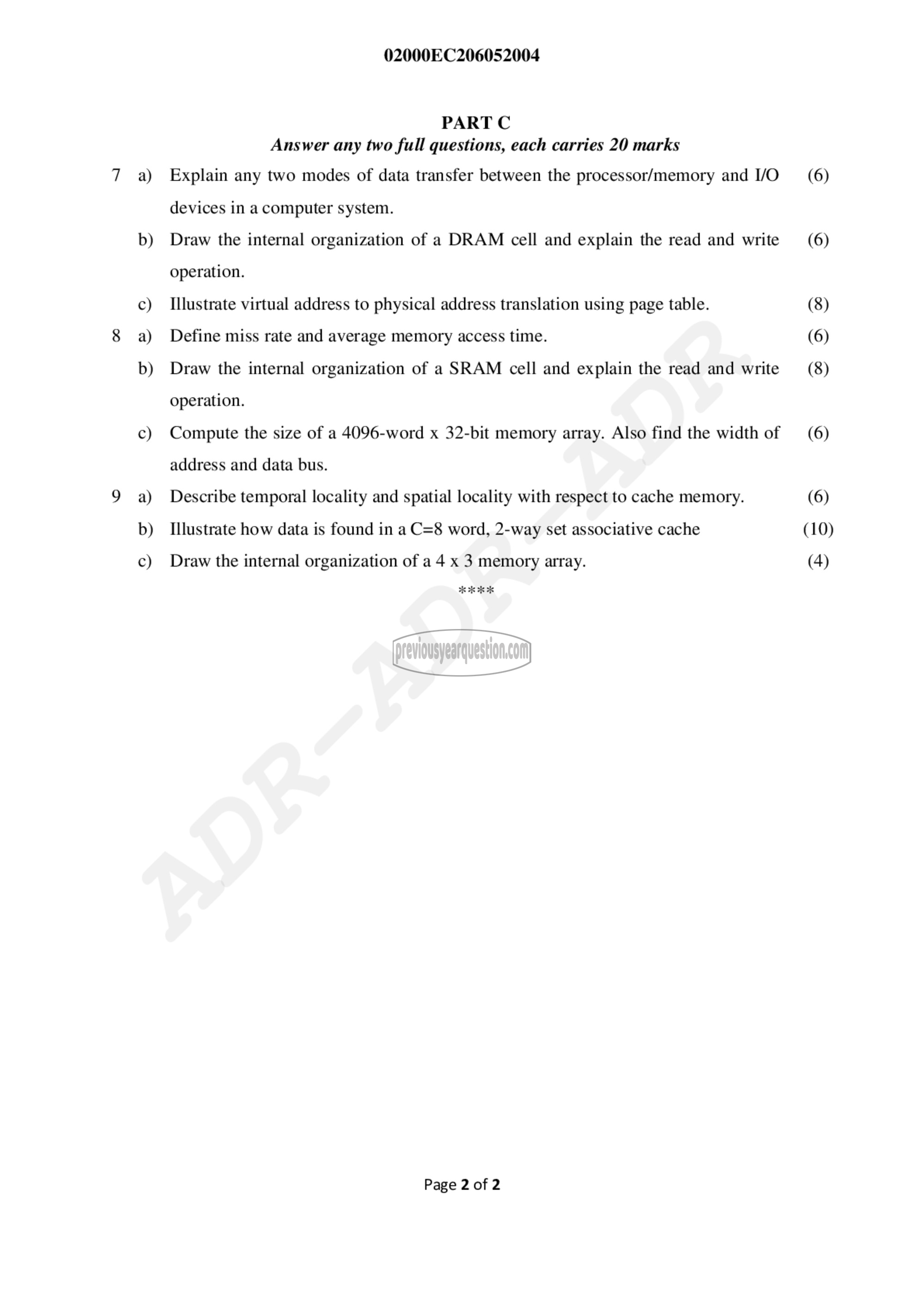 Question Paper - Computer Organization-2