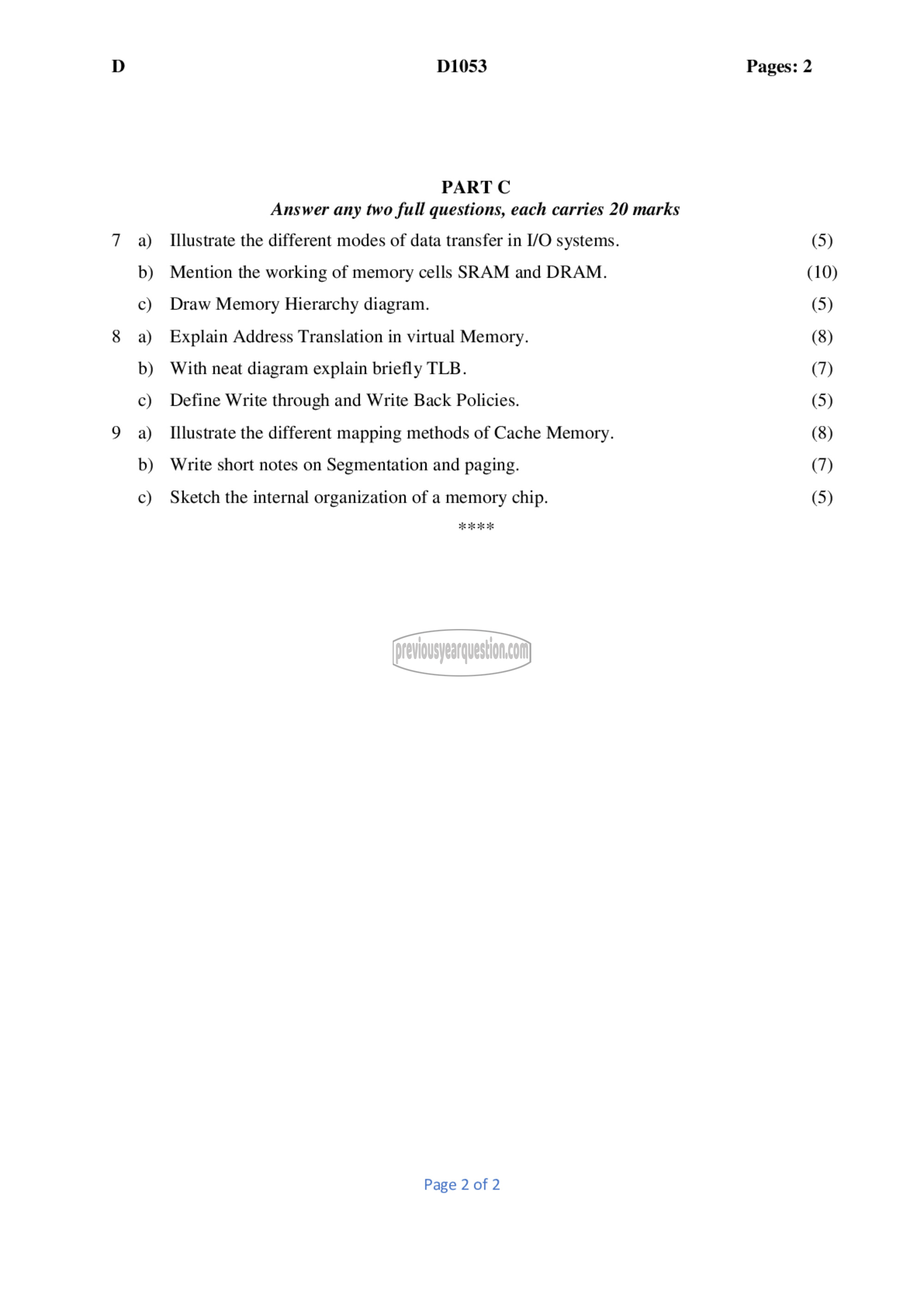 Question Paper - Computer Organization-2