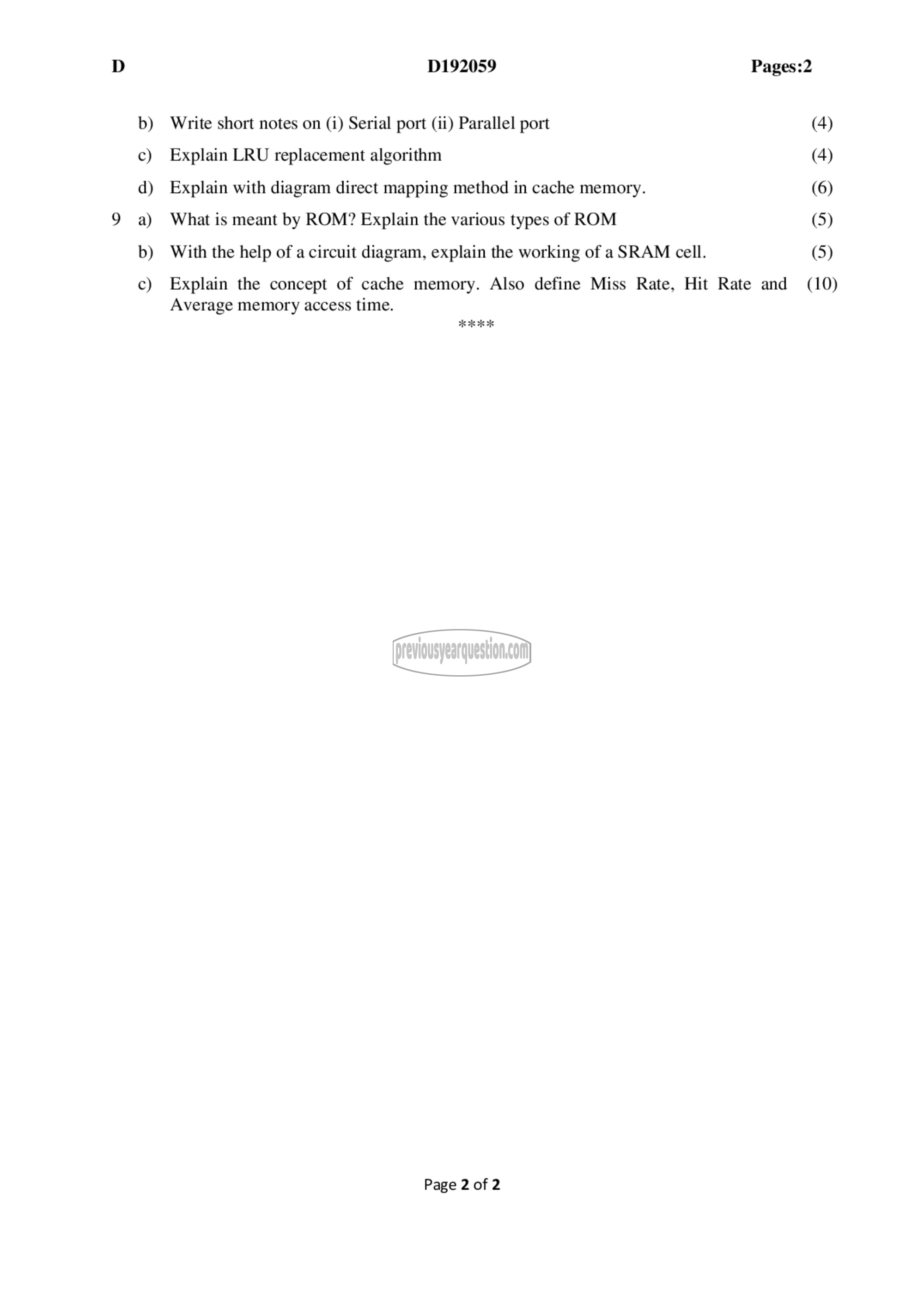 Question Paper - Computer Organization-2