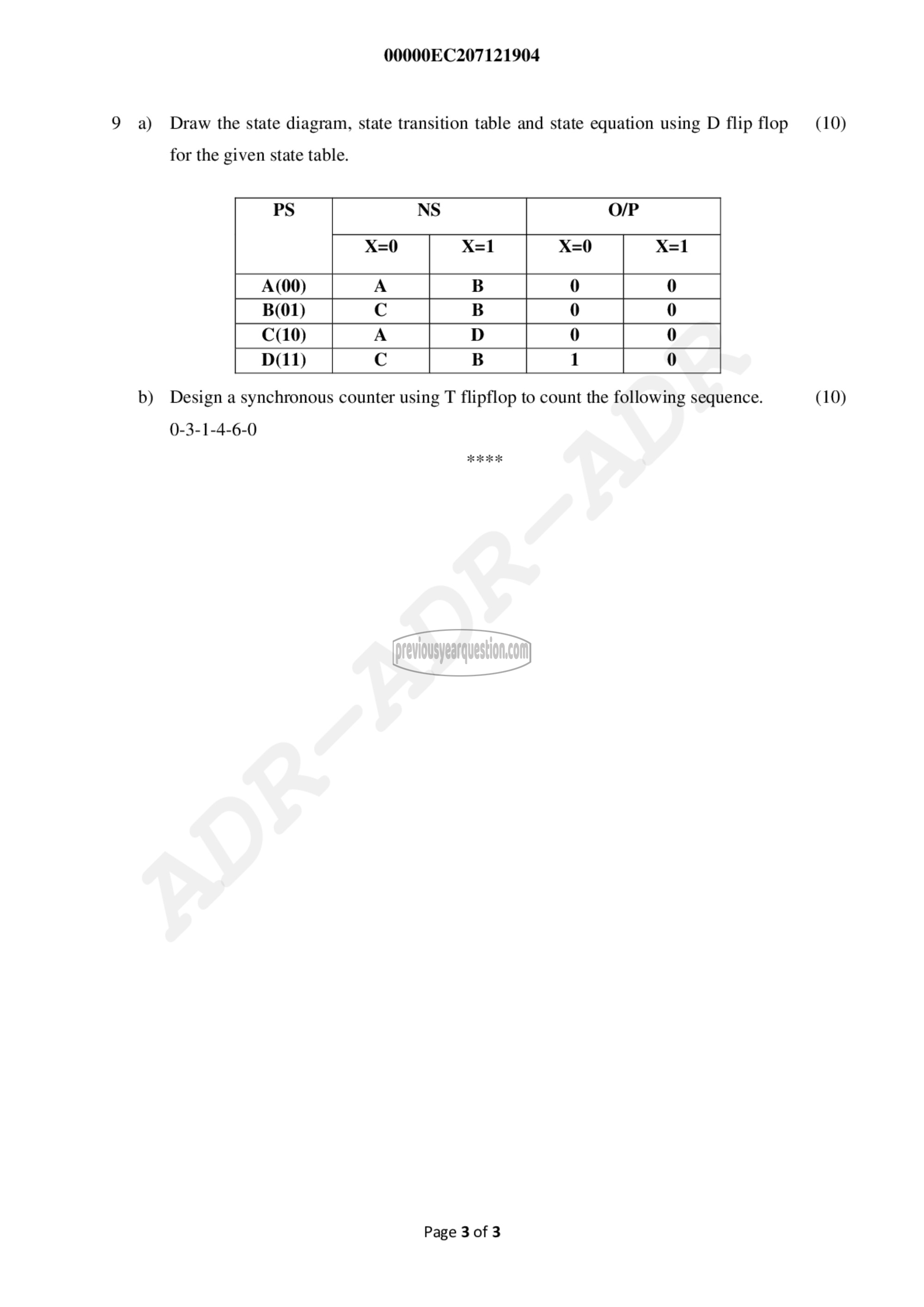 Question Paper - Logic Circuit Design-3