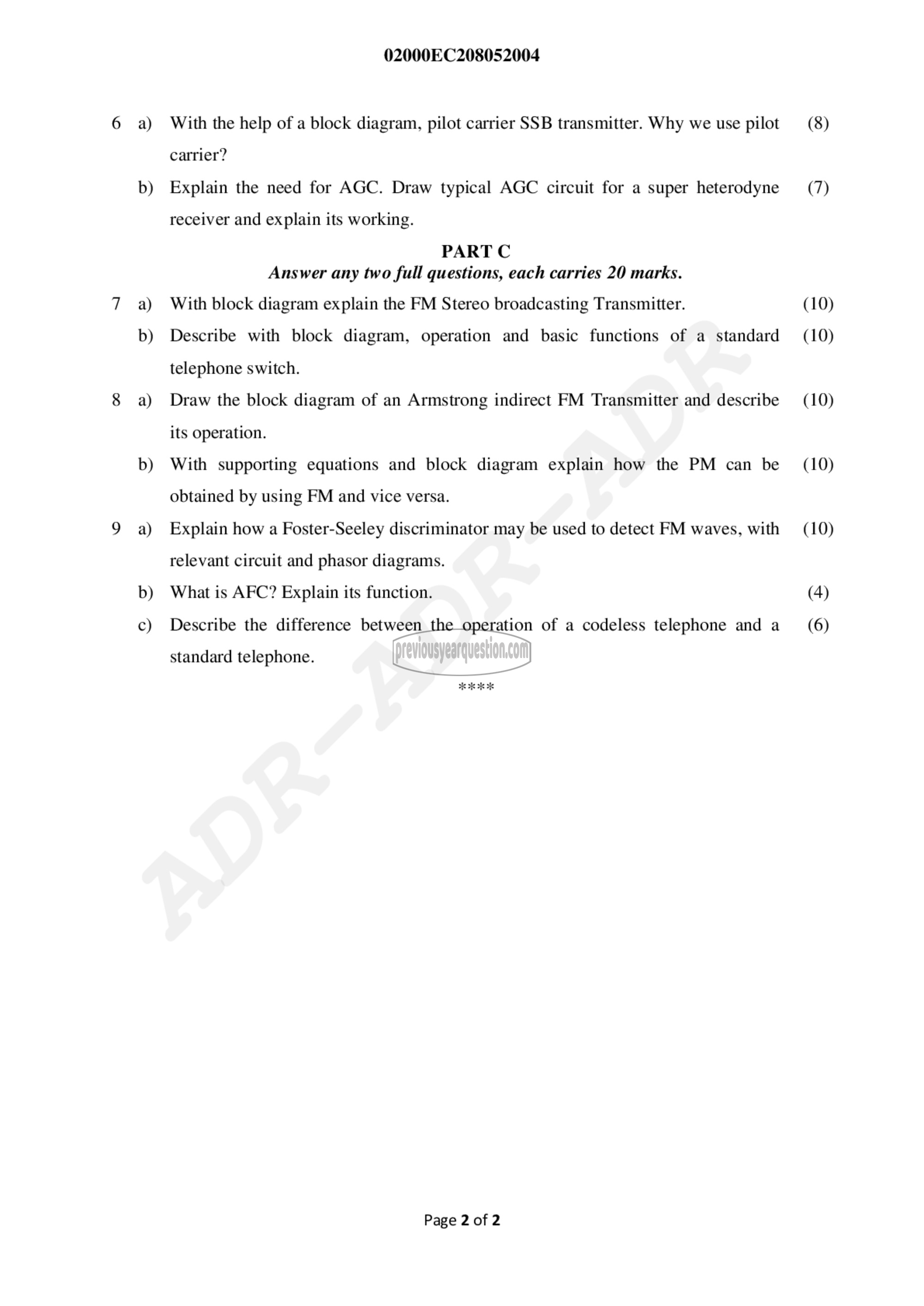 Question Paper - Analog Communication Engineering-2