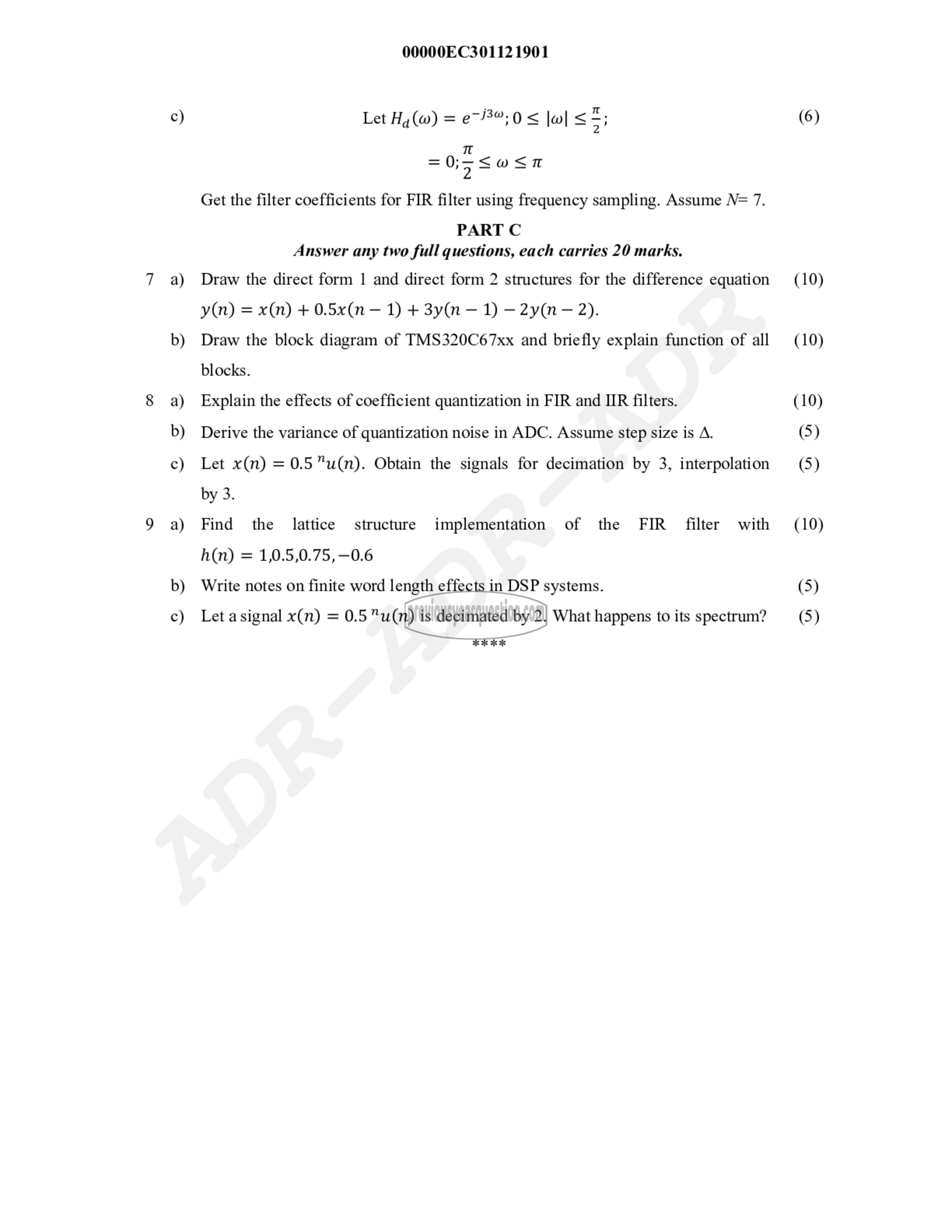 Question Paper - Digital Signal Processing-2