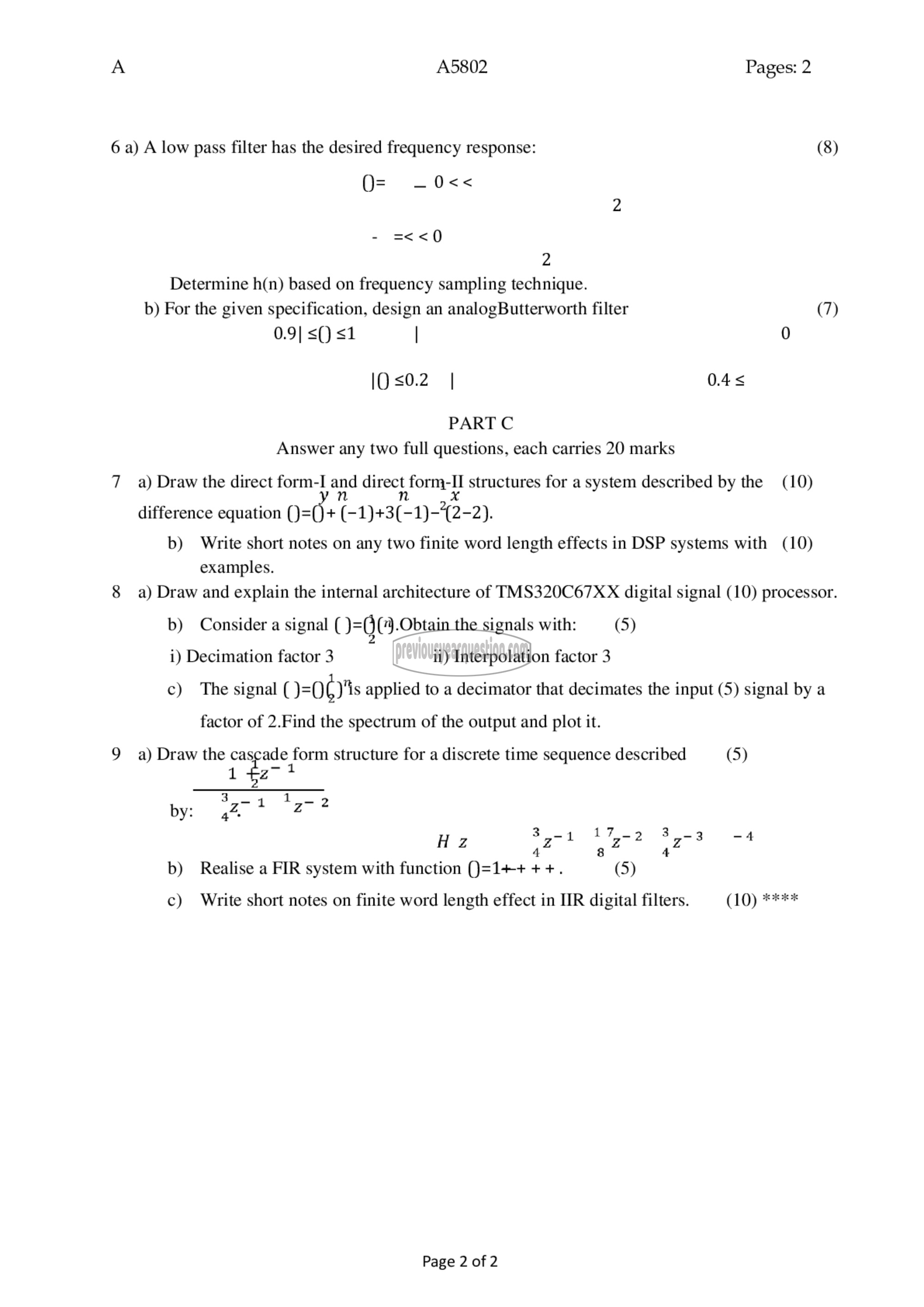 Question Paper - Digital Signal Processing-2