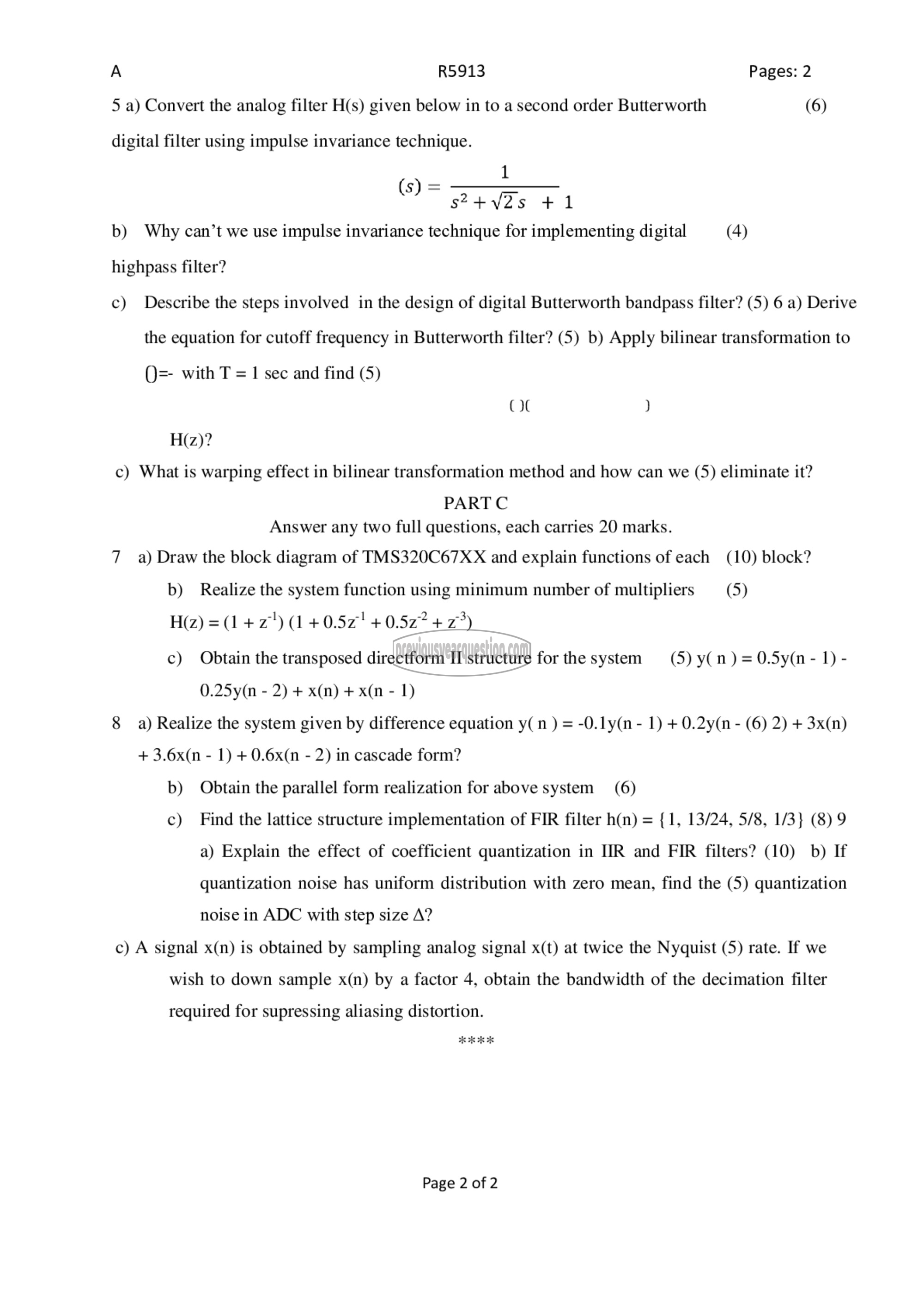 Question Paper - Digital Signal Processing-2