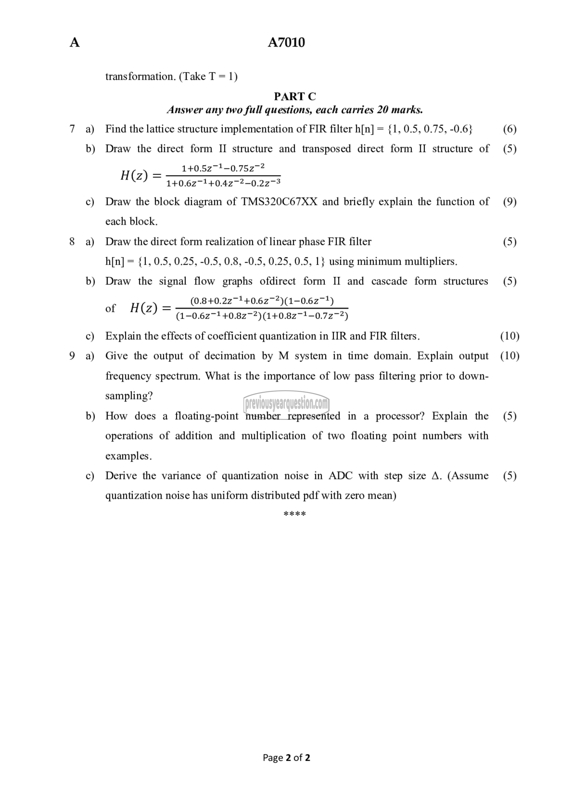 Question Paper - Digital Signal Processing-2