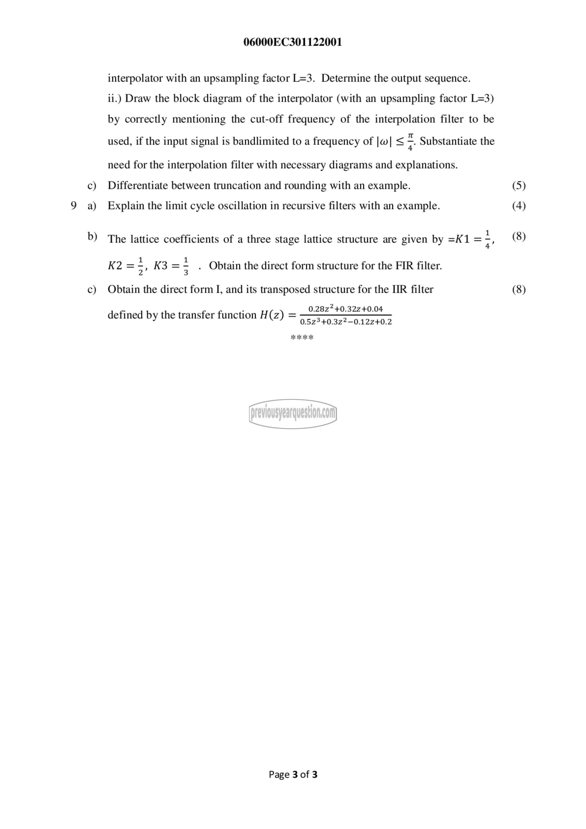 Question Paper - Digital Signal Processing-3