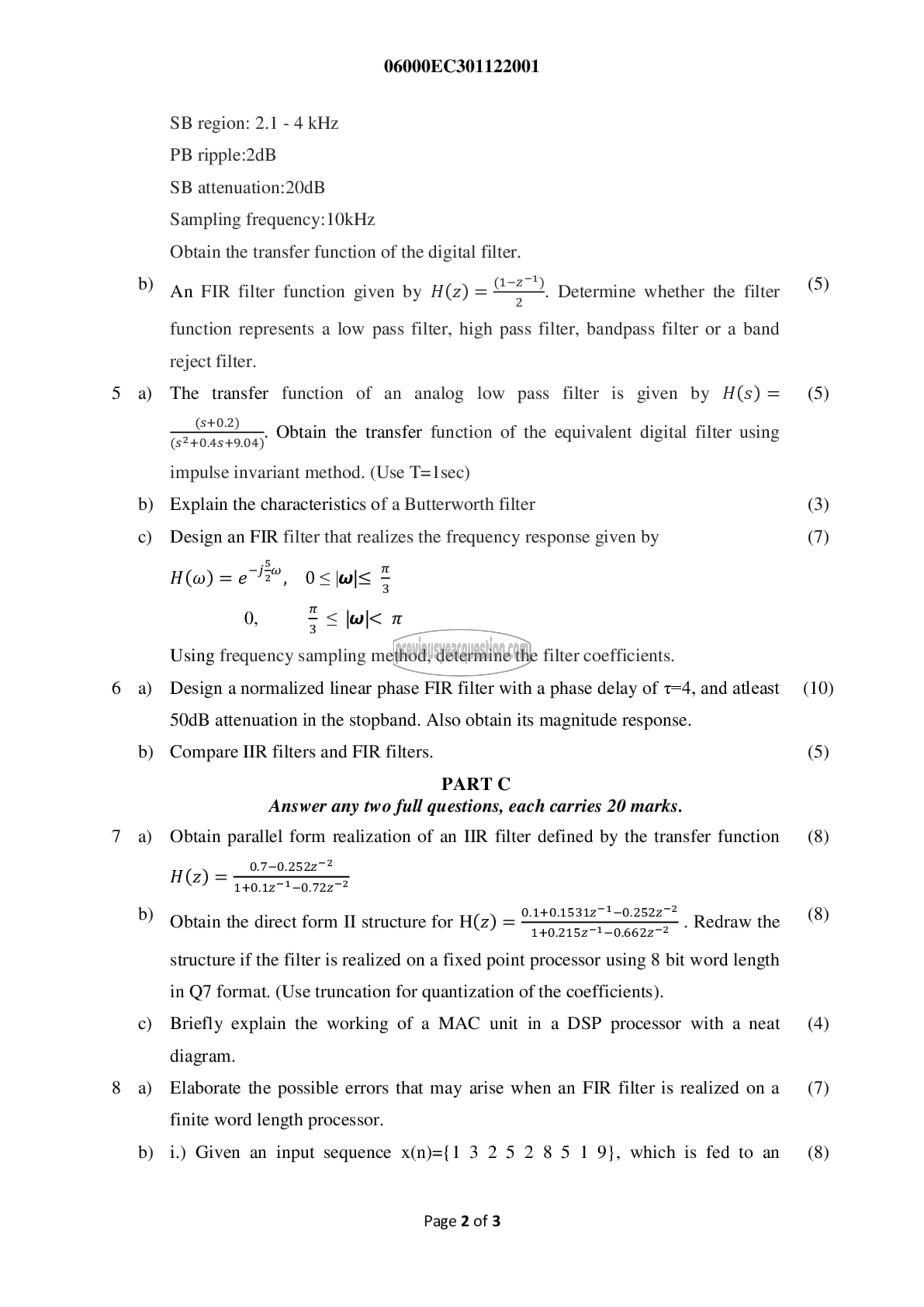 Question Paper - Digital Signal Processing-2