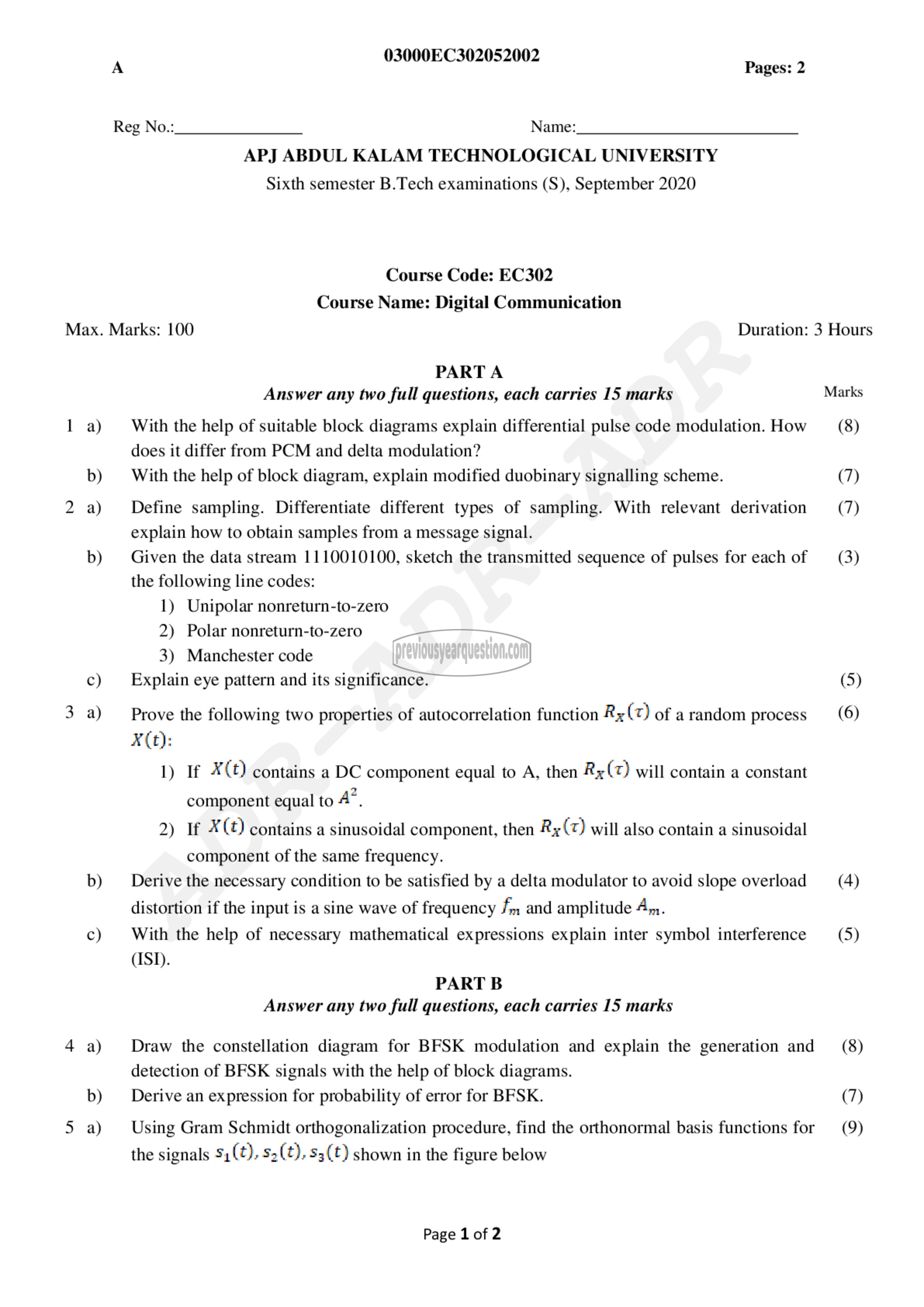 Question Paper - Digital Communication-1