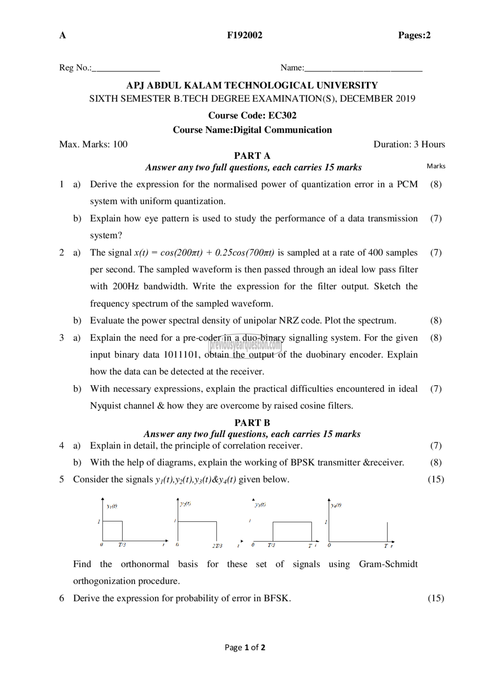 Question Paper - Digital Communication-1