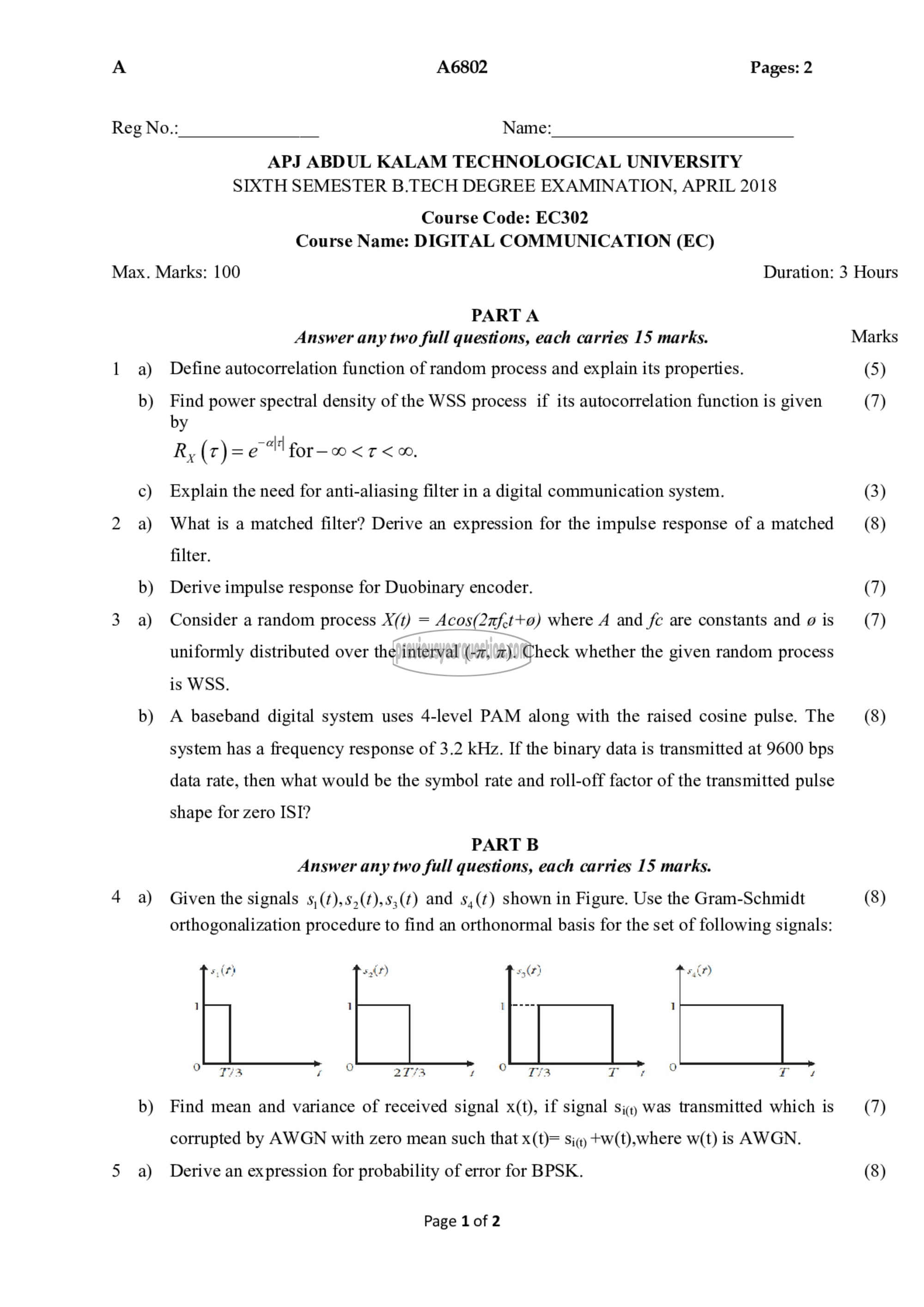 Question Paper - Digital Communication-1