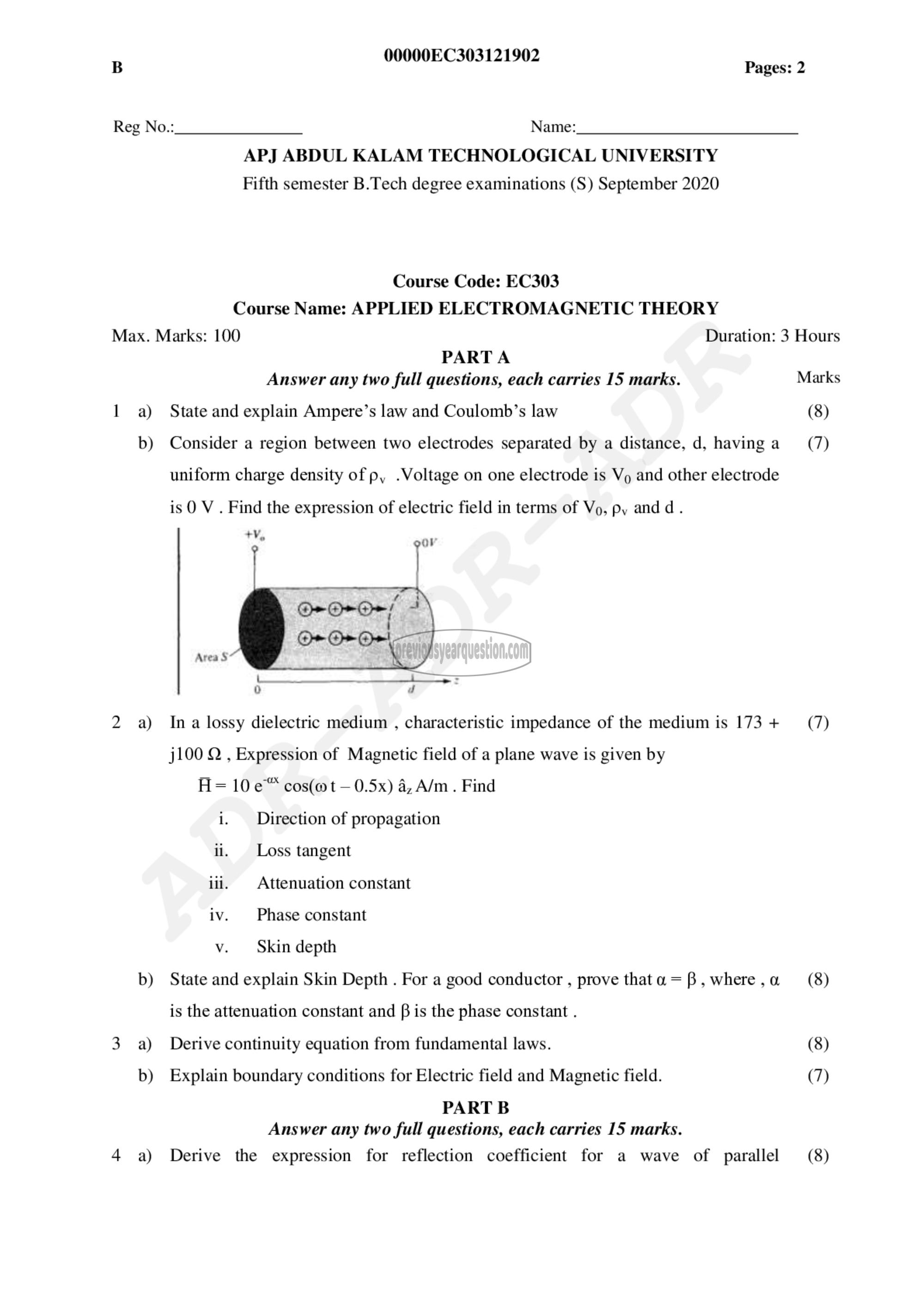 Question Paper - Applied Electromagnetic Theory-1