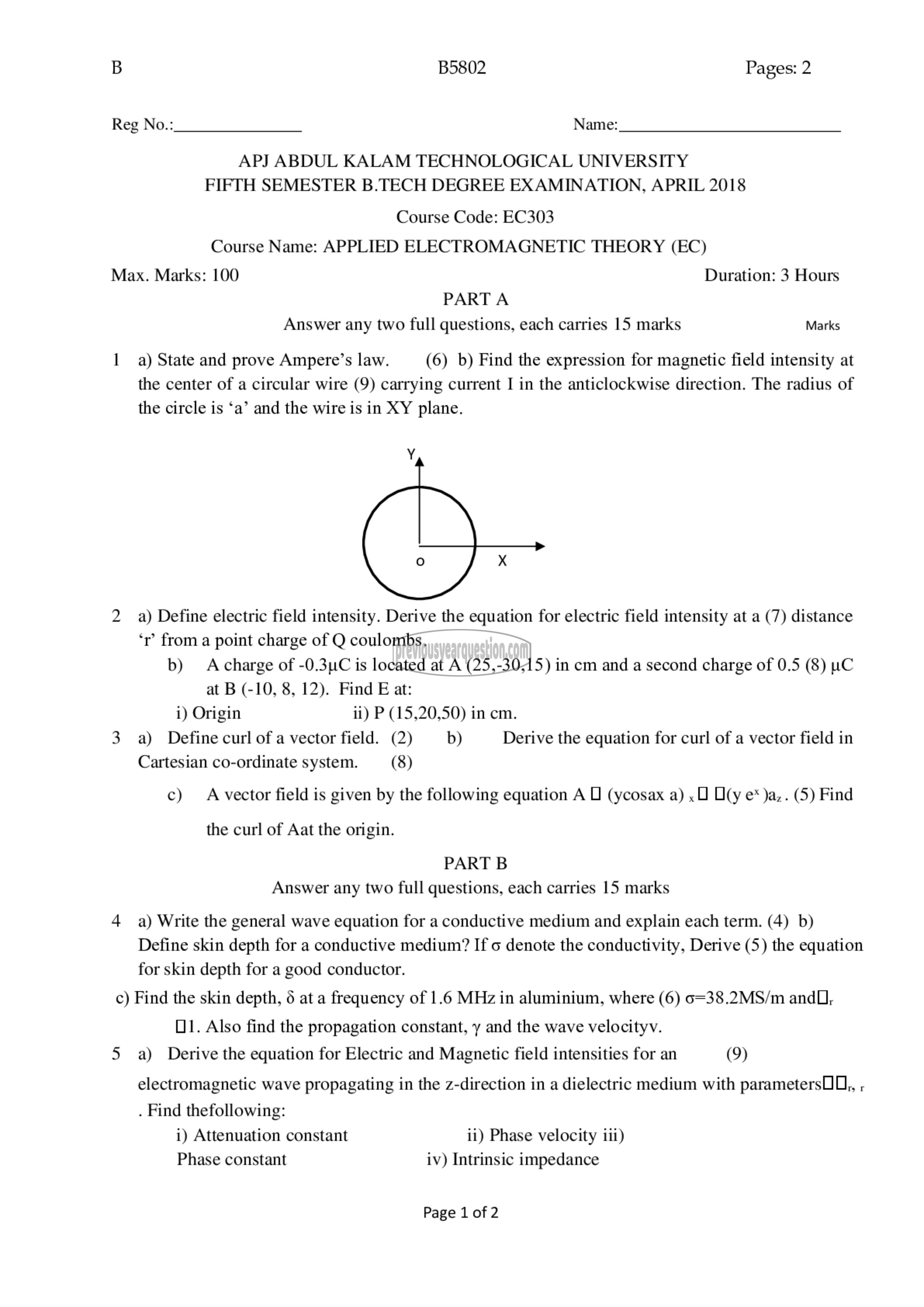 Question Paper - Applied Electromagnetic Theory-1