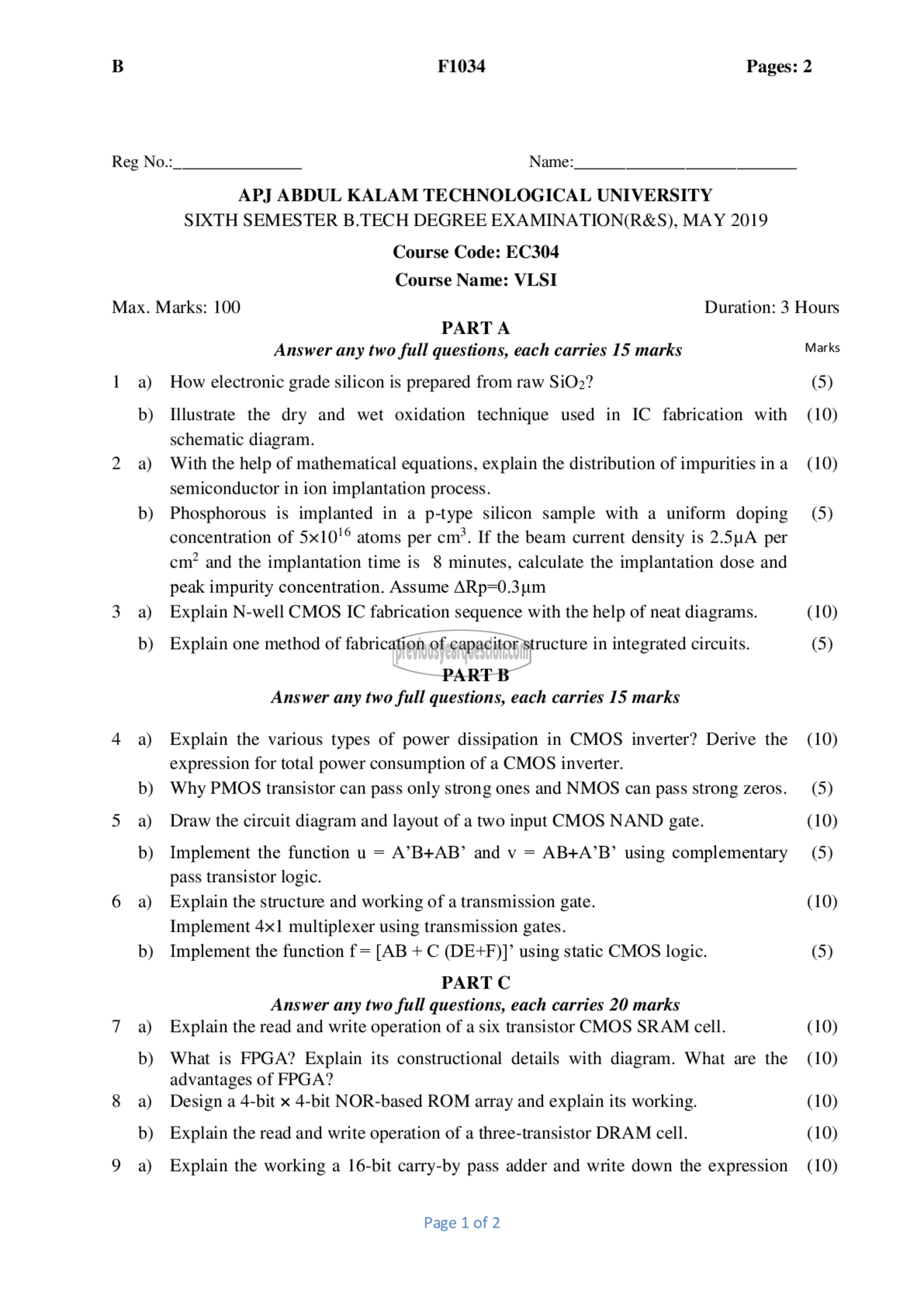 Question Paper - VLSI-1