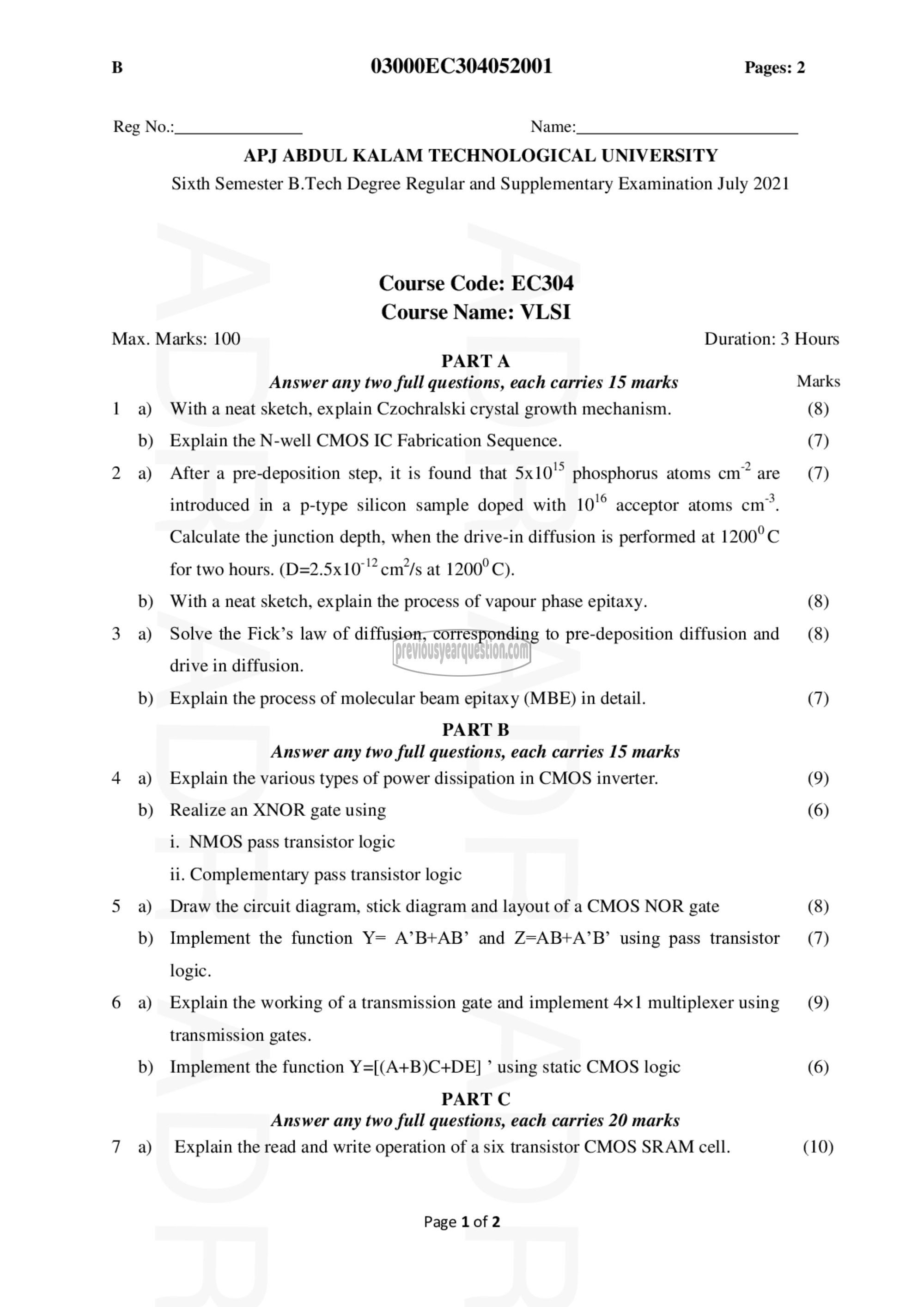 Question Paper - VLSI-1