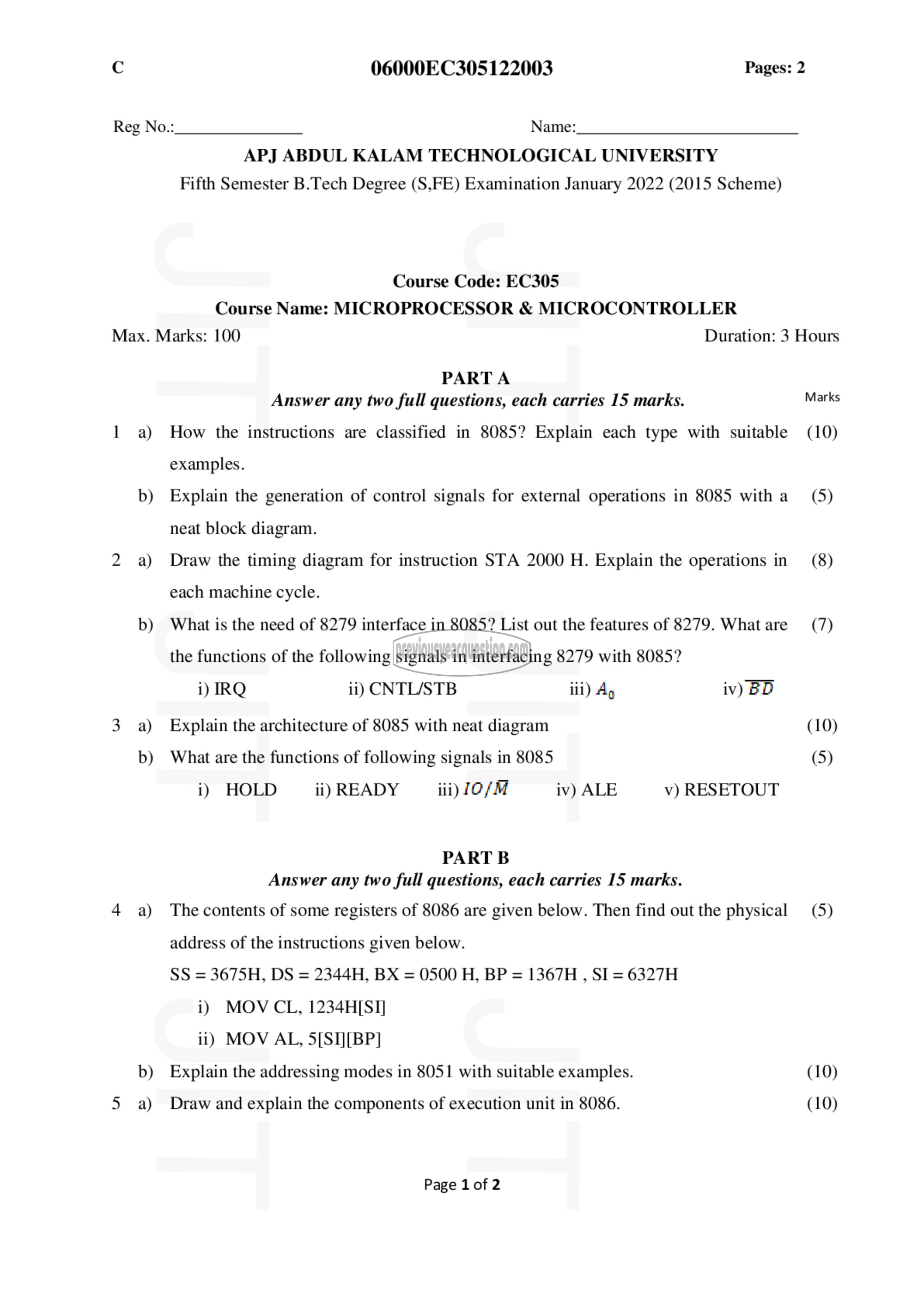 Question Paper - Microprocessors & Microcontrollers-1