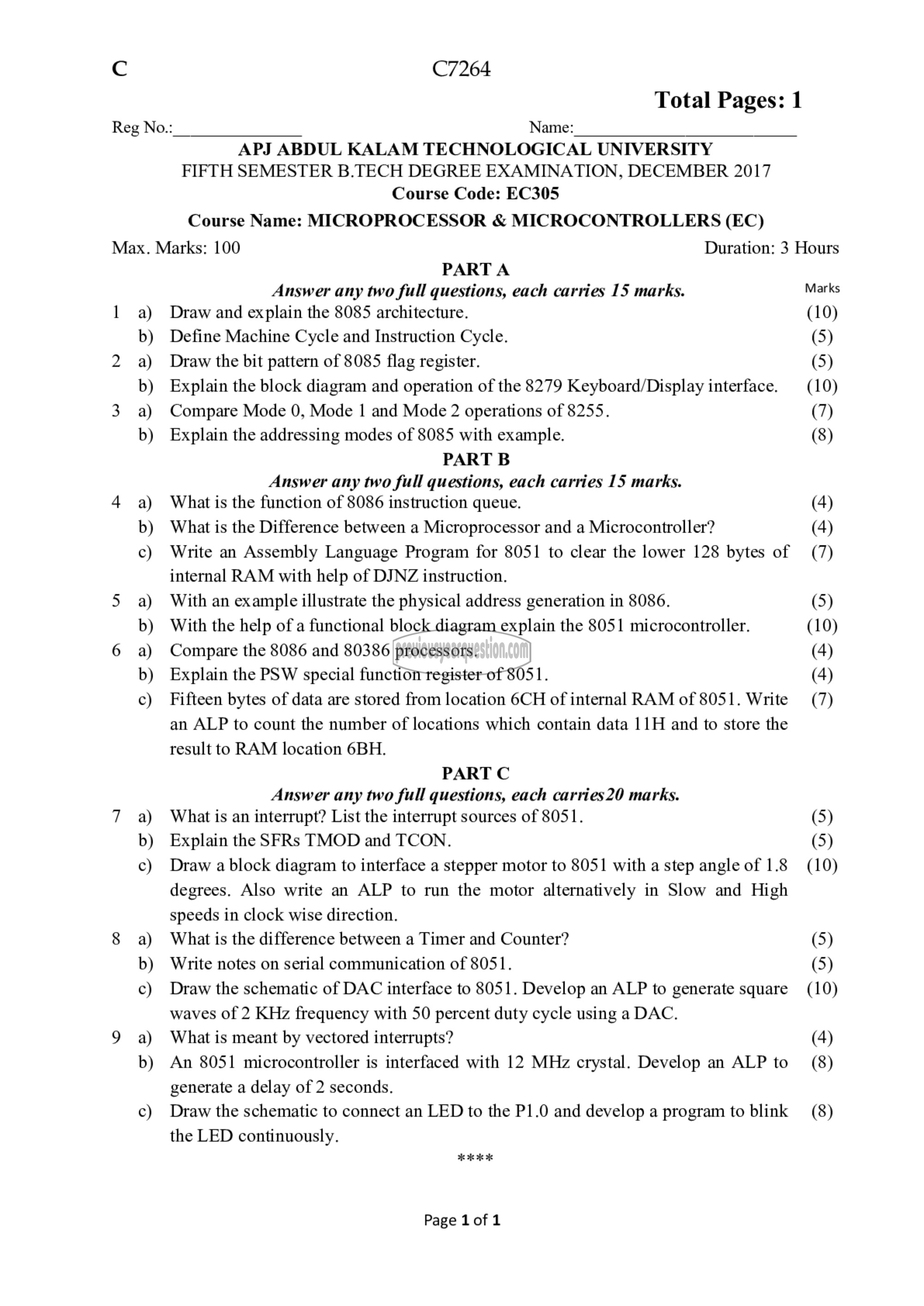 Question Paper - Microprocessors & Microcontrollers-1