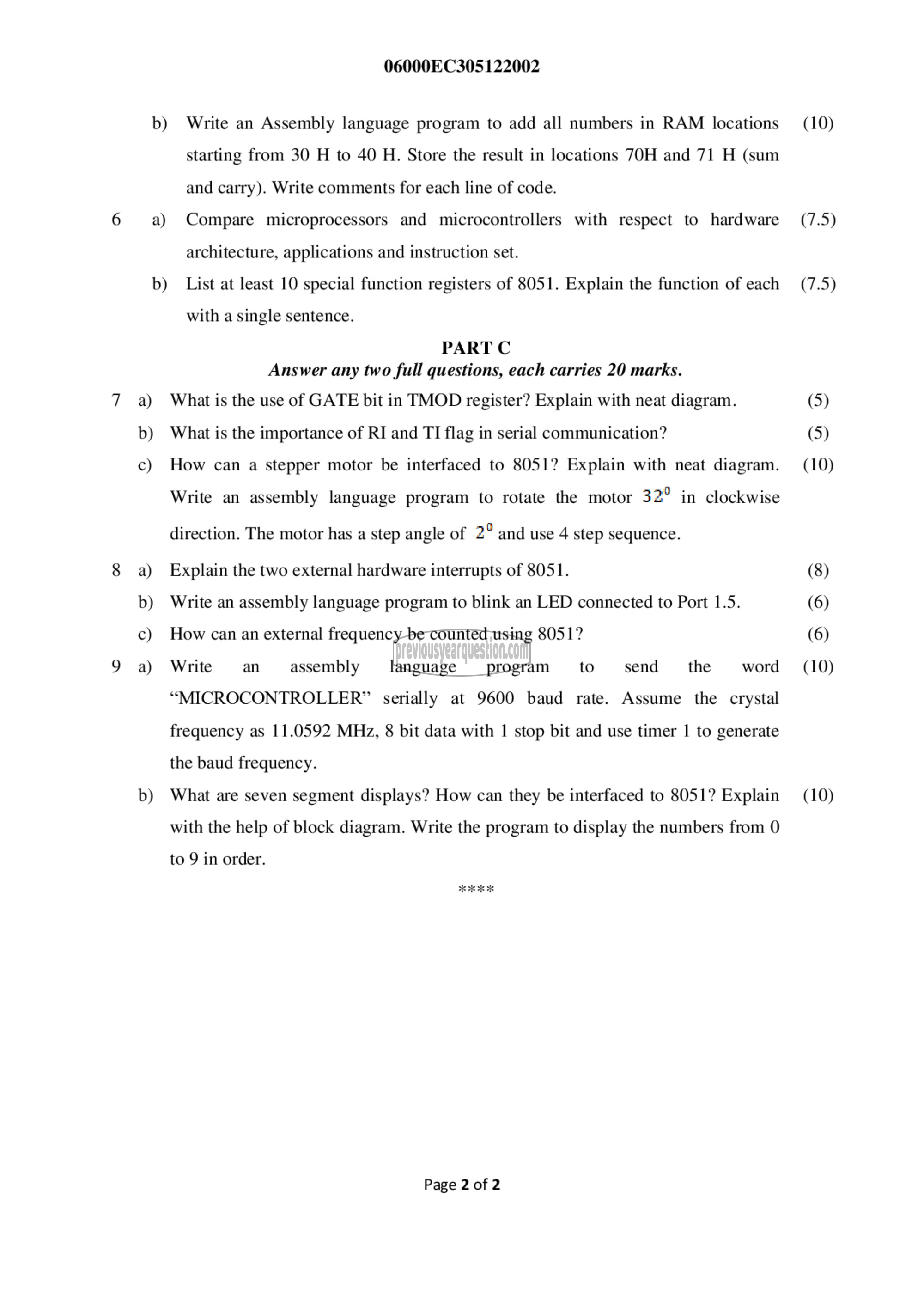 Question Paper - Microprocessors & Microcontrollers-2