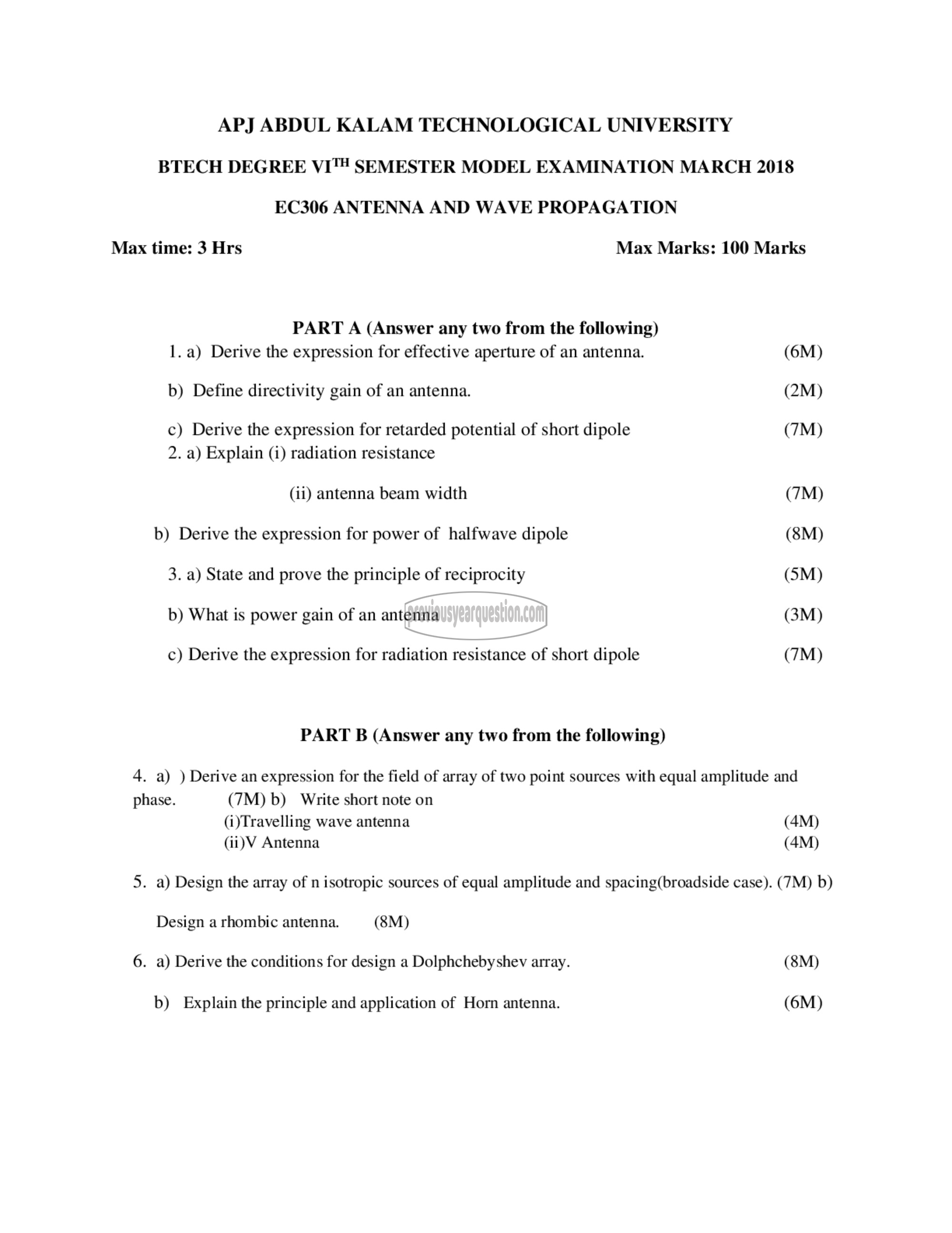 Question Paper - Antenna & Wave Propagation-1