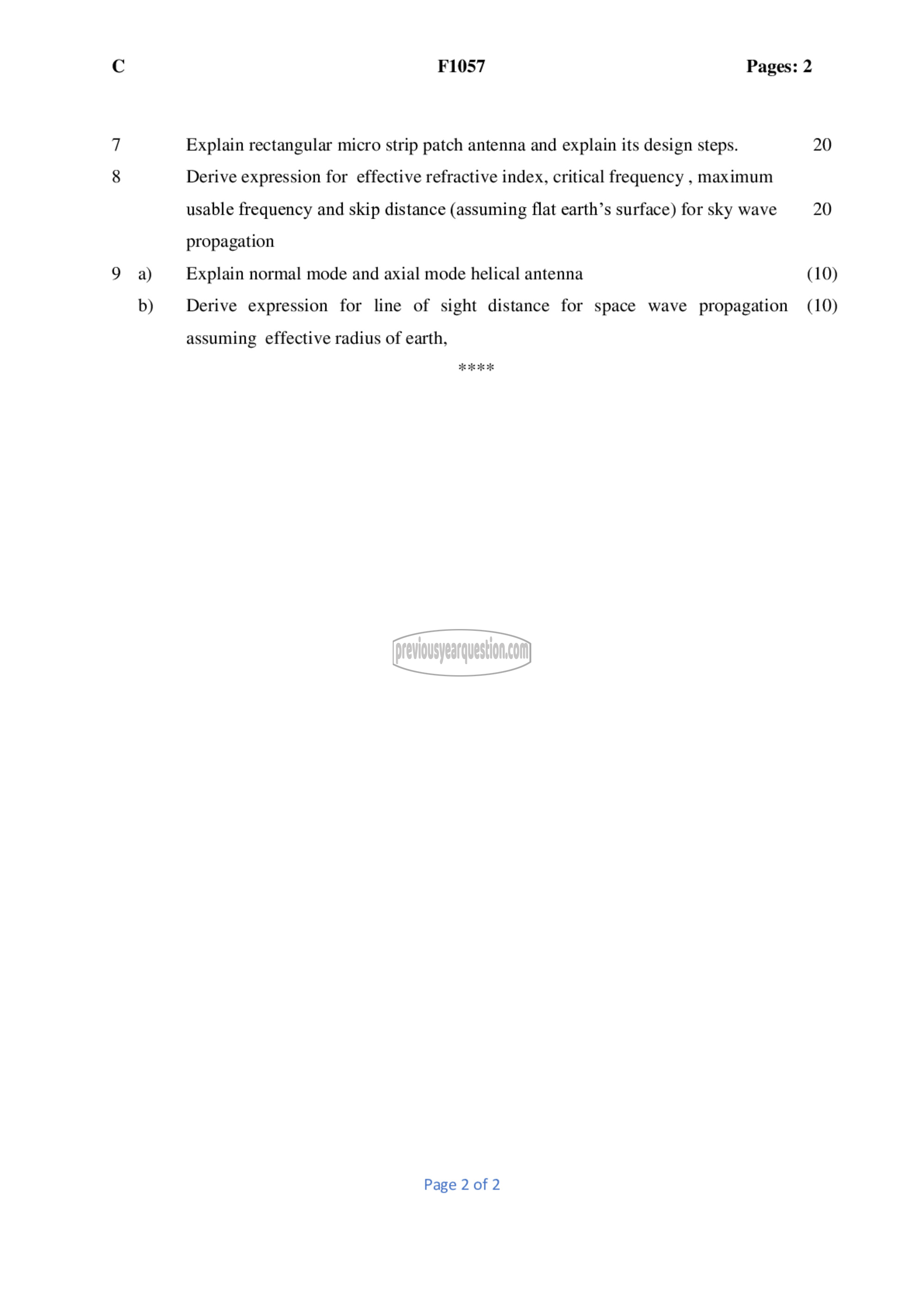 Question Paper - Antenna & Wave Propagation-2