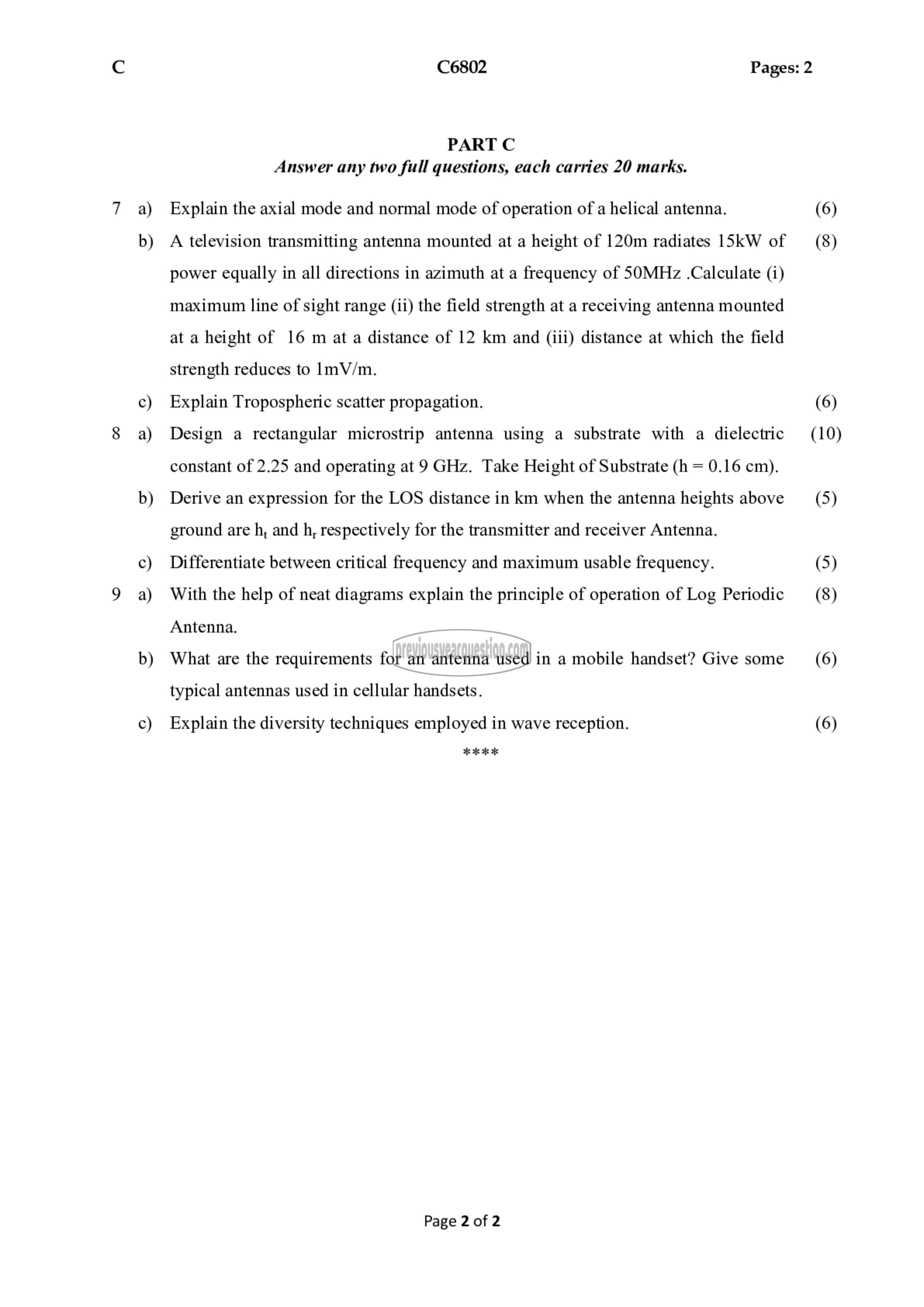 Question Paper - Antenna & Wave Propagation-2