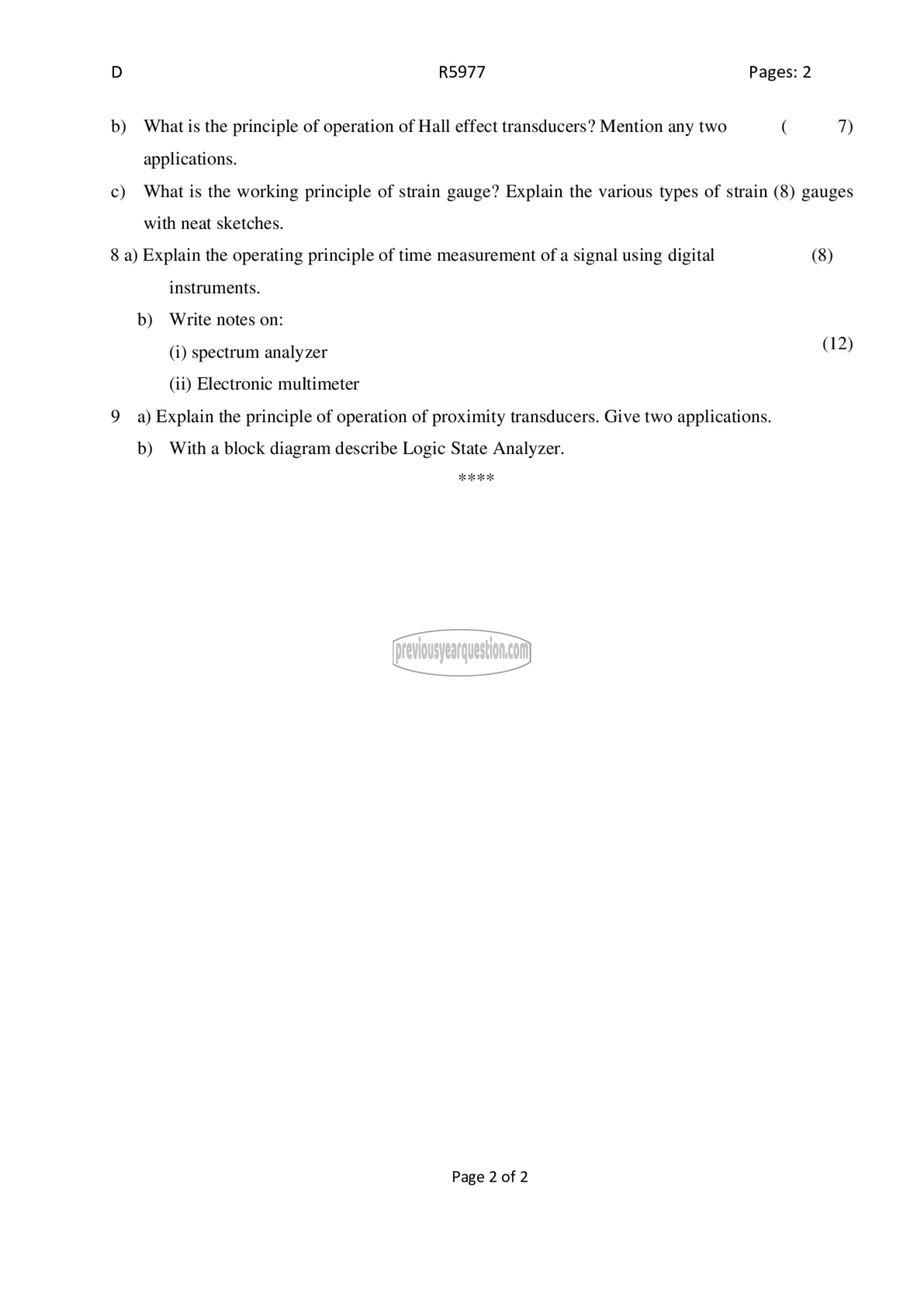 Question Paper - Power Electronics & Instrumentation-2