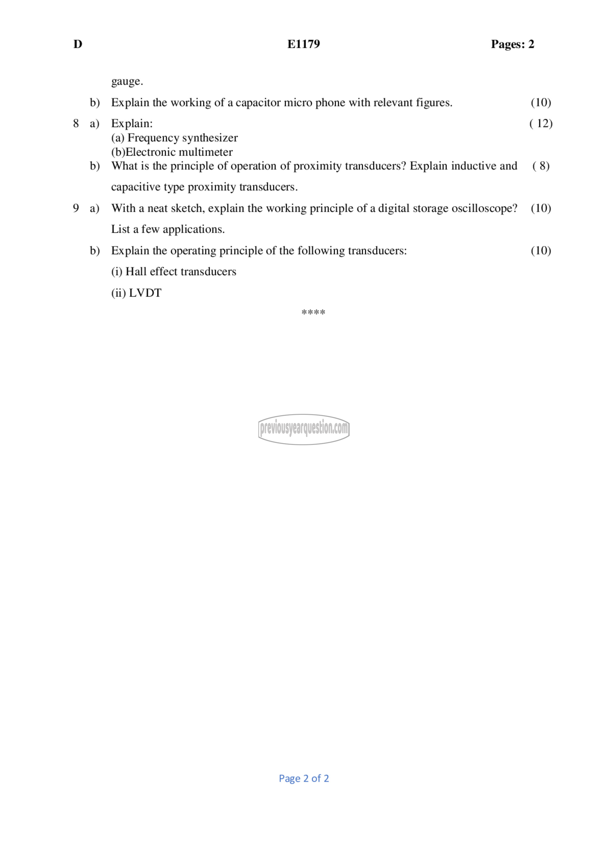 Question Paper - Power Electronics & Instrumentation-2