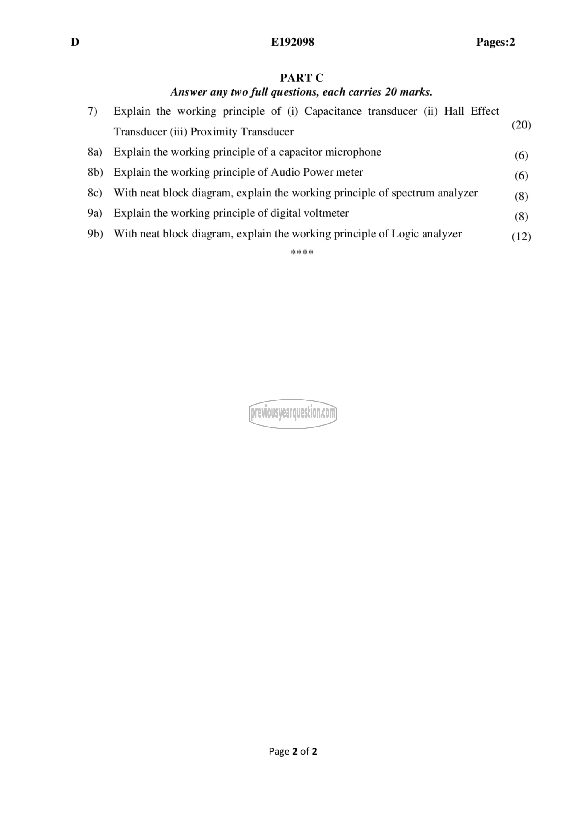 Question Paper - Power Electronics & Instrumentation-2