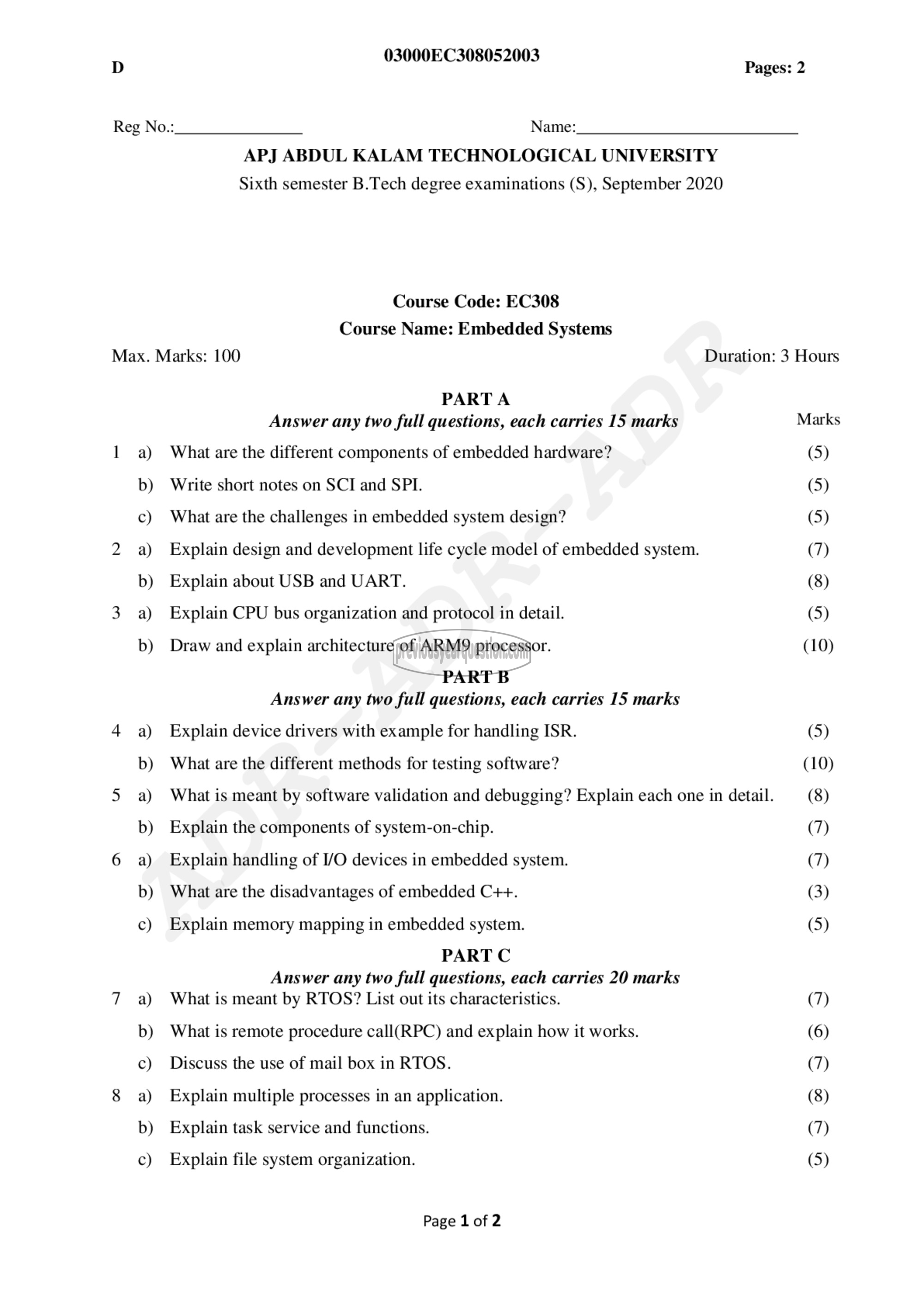 Question Paper - Embedded System-1