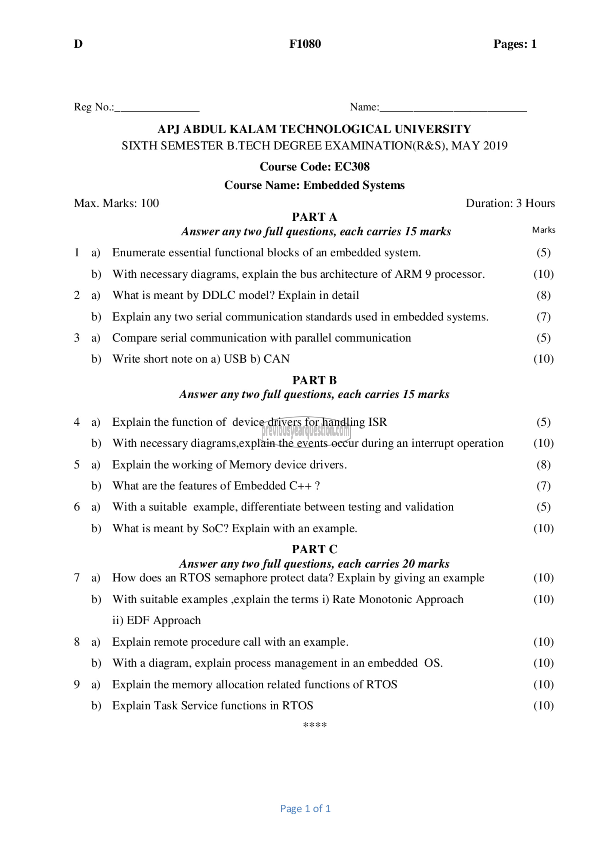 Question Paper - Embedded System-1