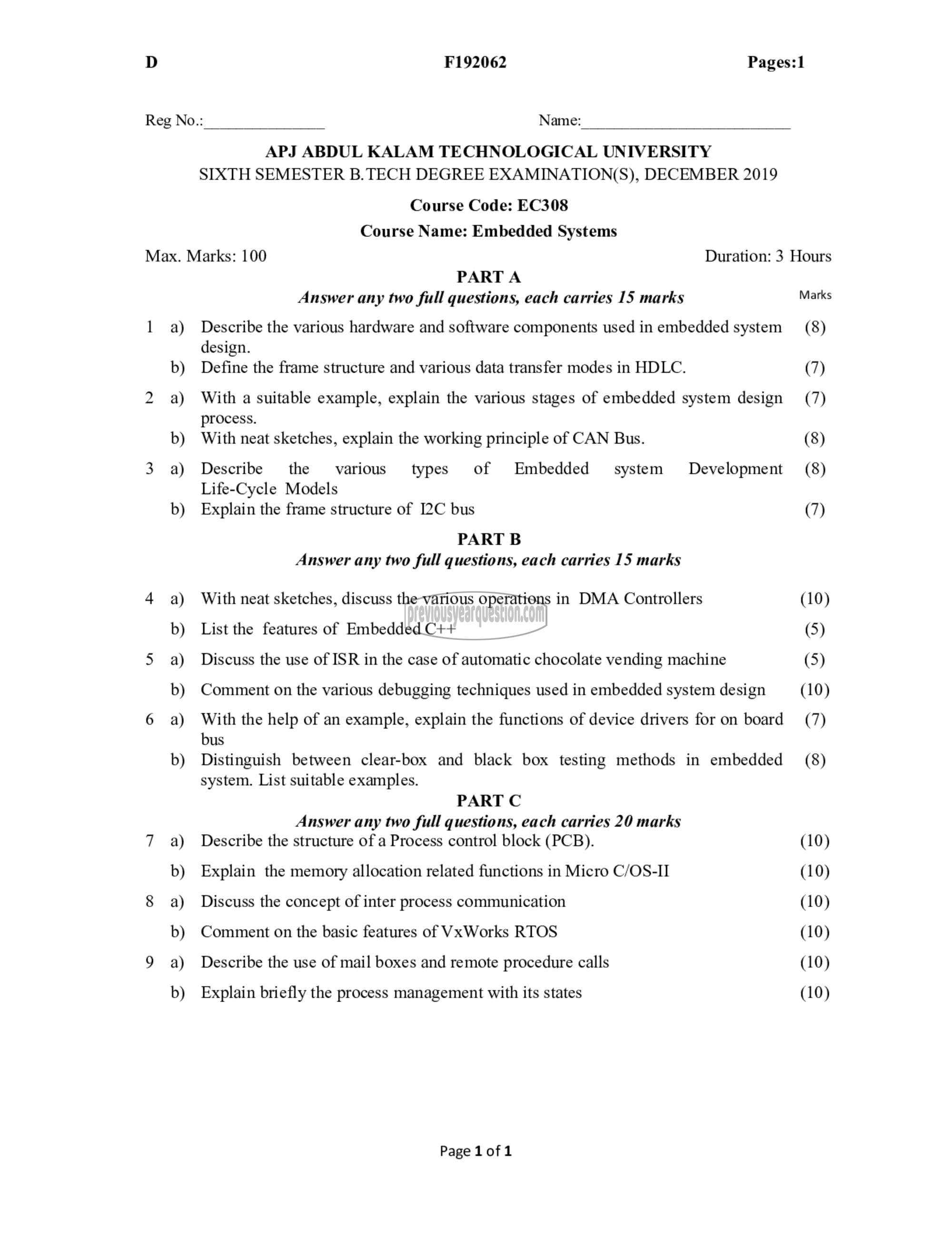 Question Paper - Embedded System-1