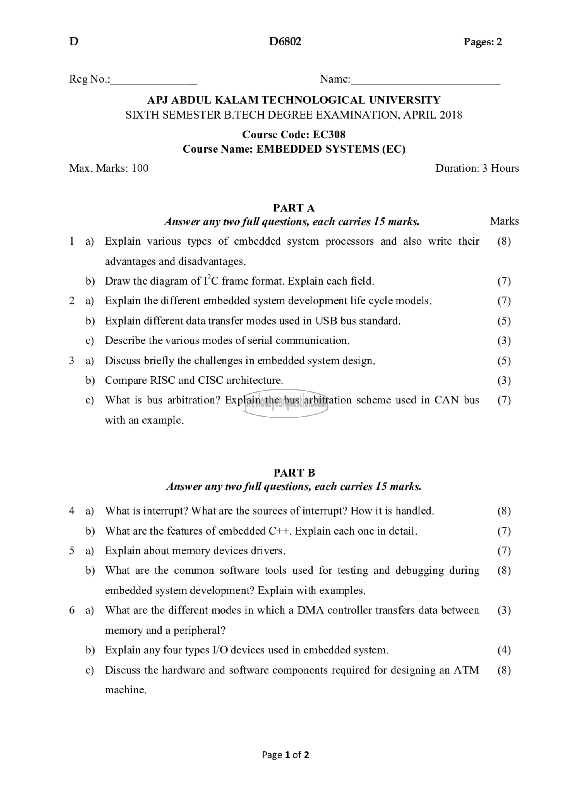 Question Paper - Embedded System-1