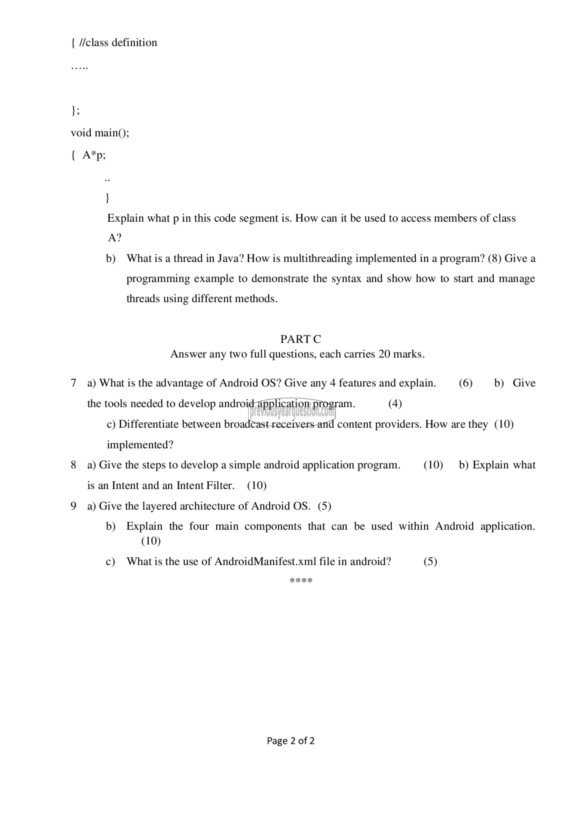 Question Paper - Object Oriented Programming-2