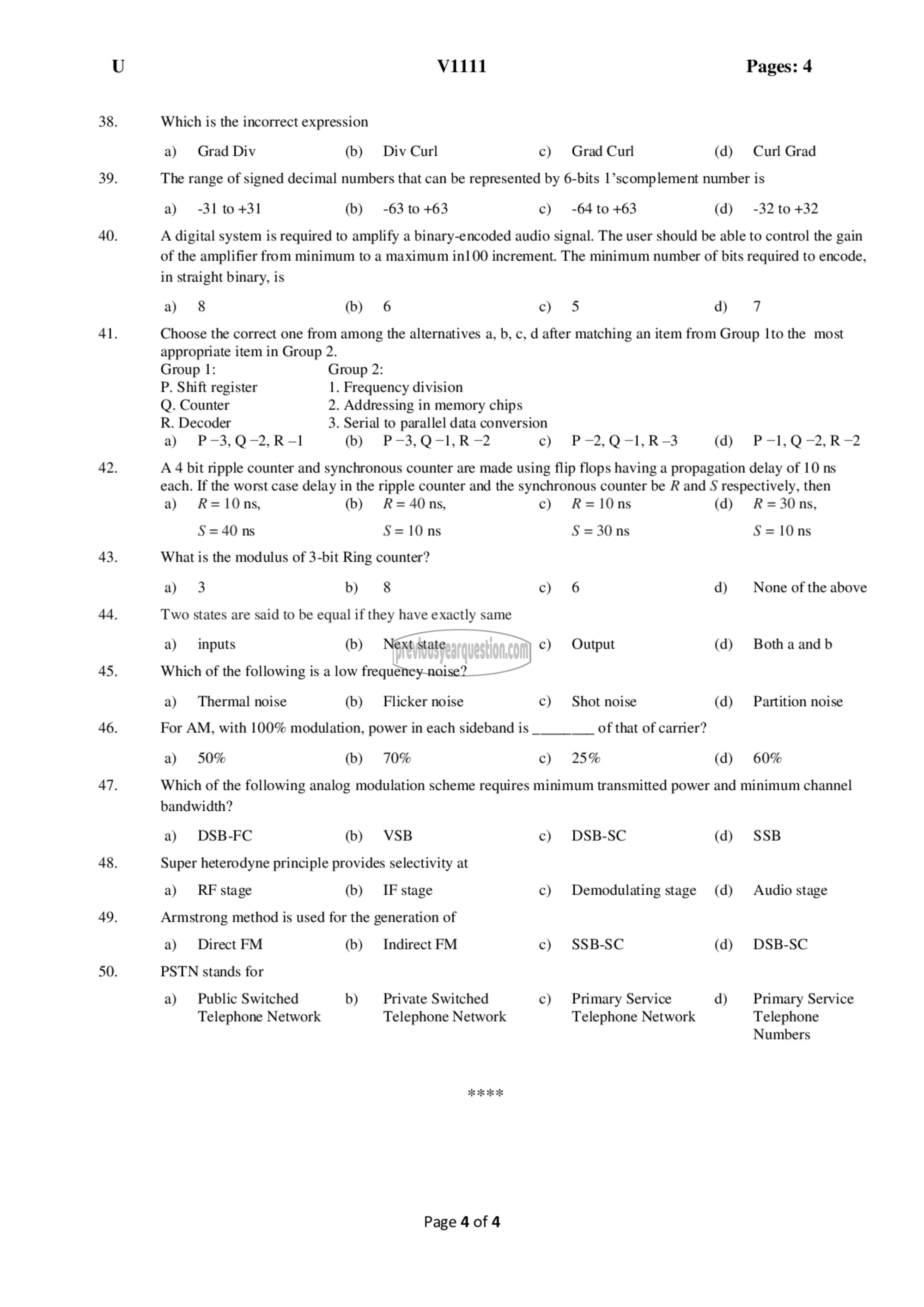 Question Paper - Comprehensive Exam-4