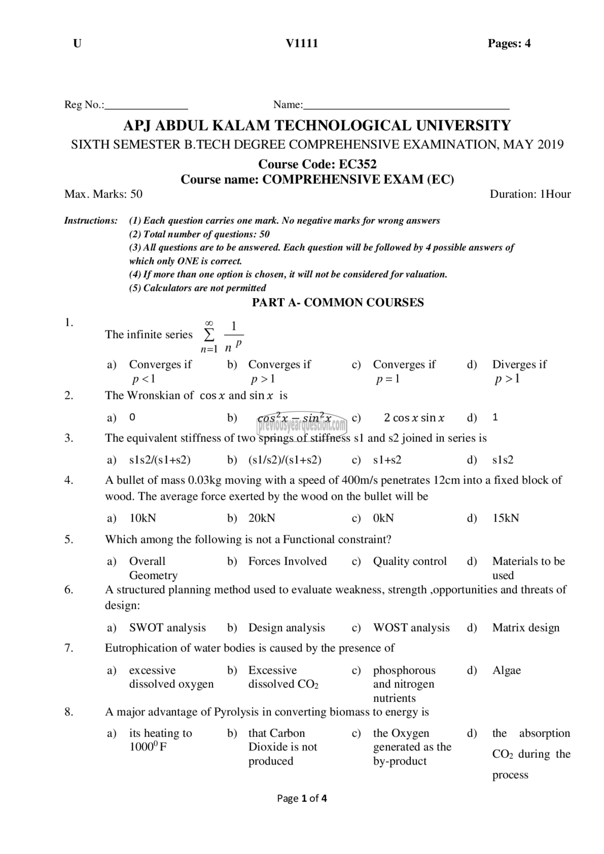 Question Paper - Comprehensive Exam-1