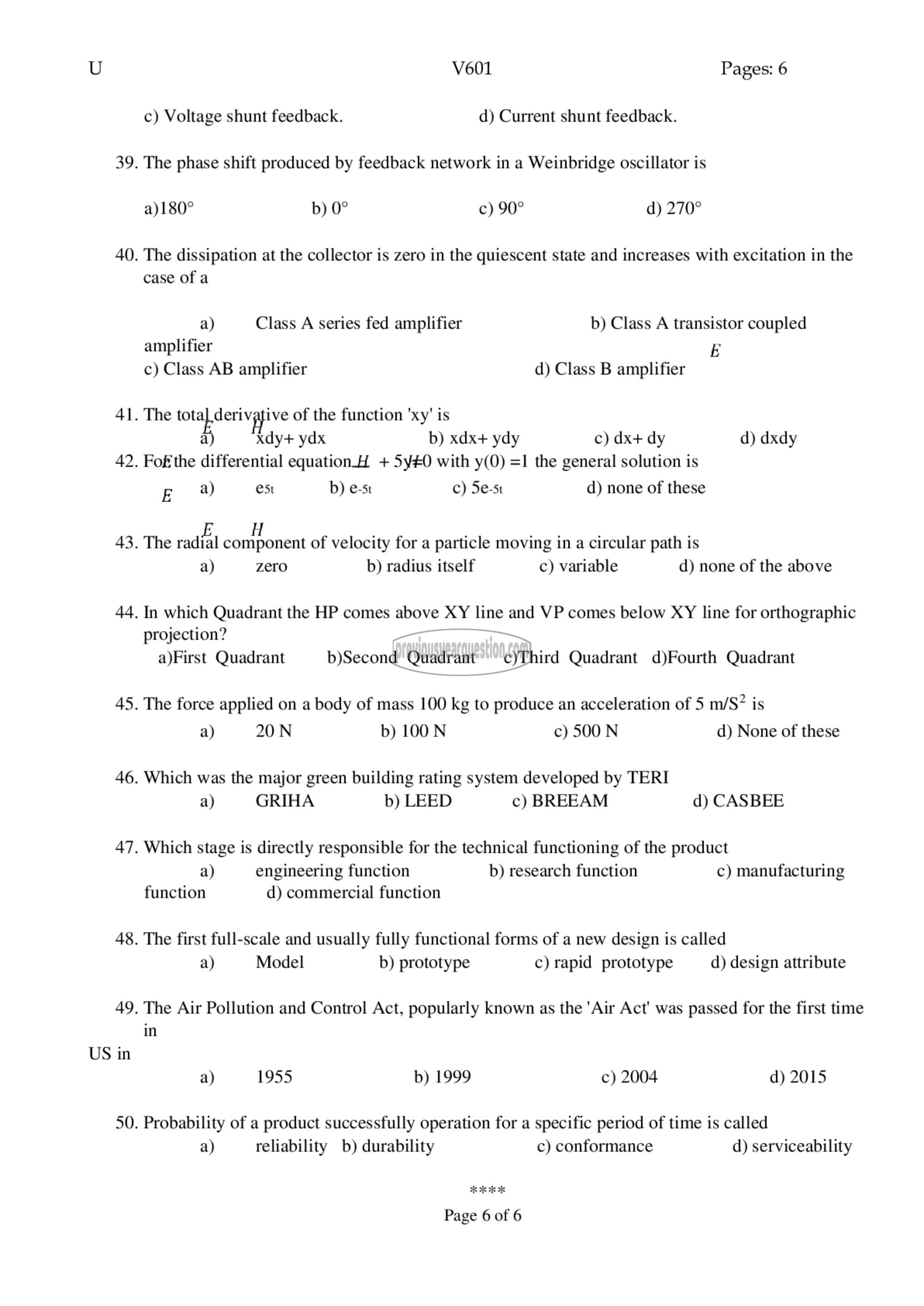 Question Paper - Comprehensive Exam-6