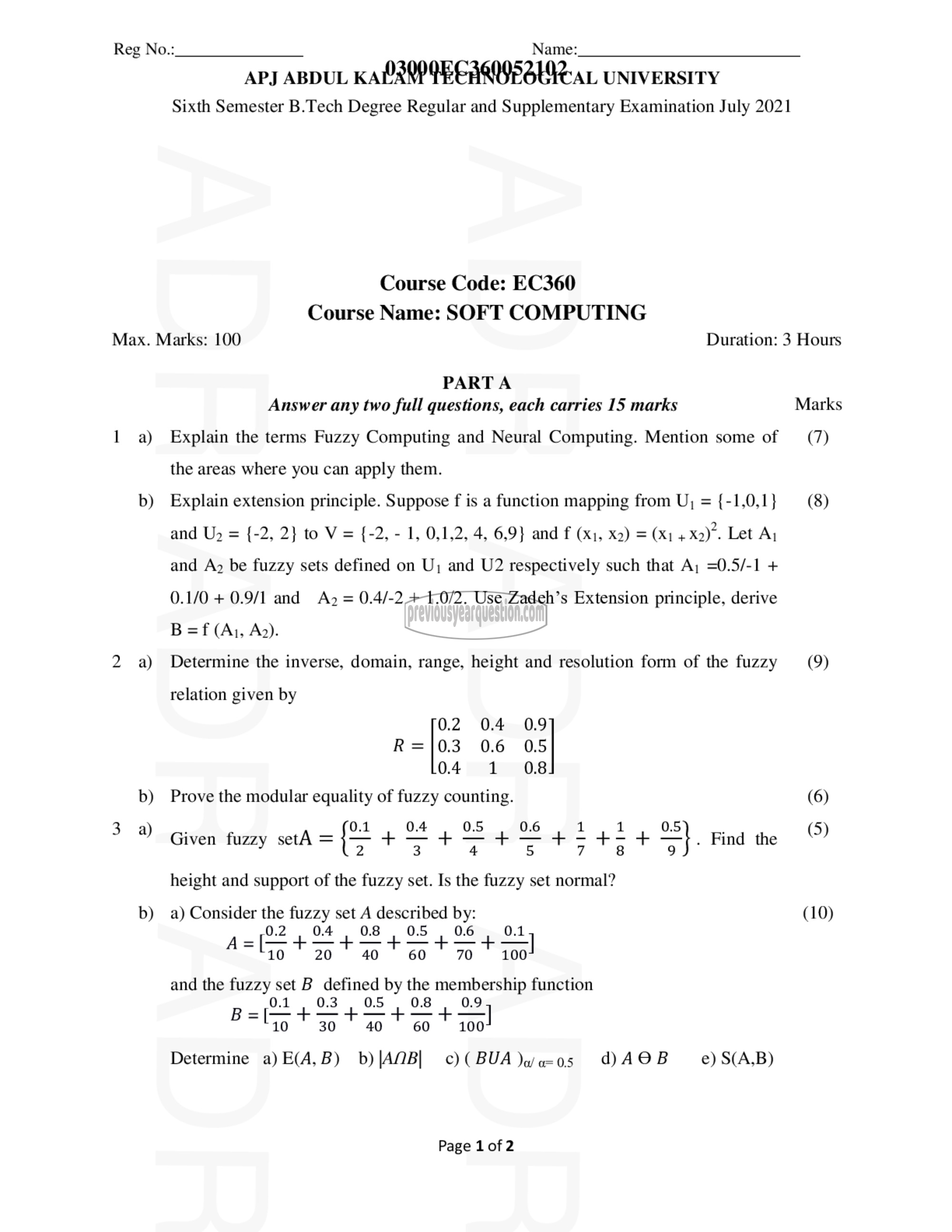 Question Paper - Soft Computing-1