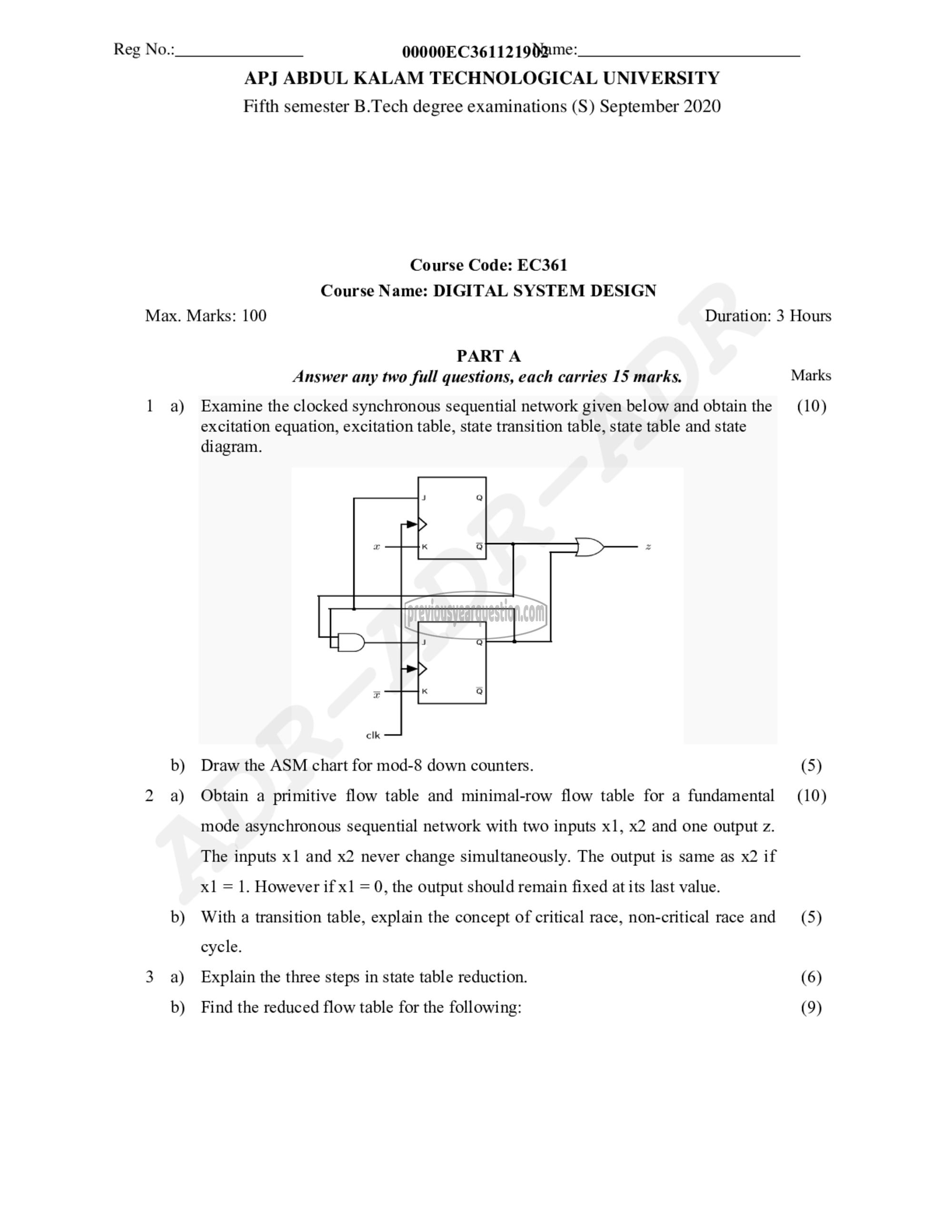 Question Paper - Digital System Design-1