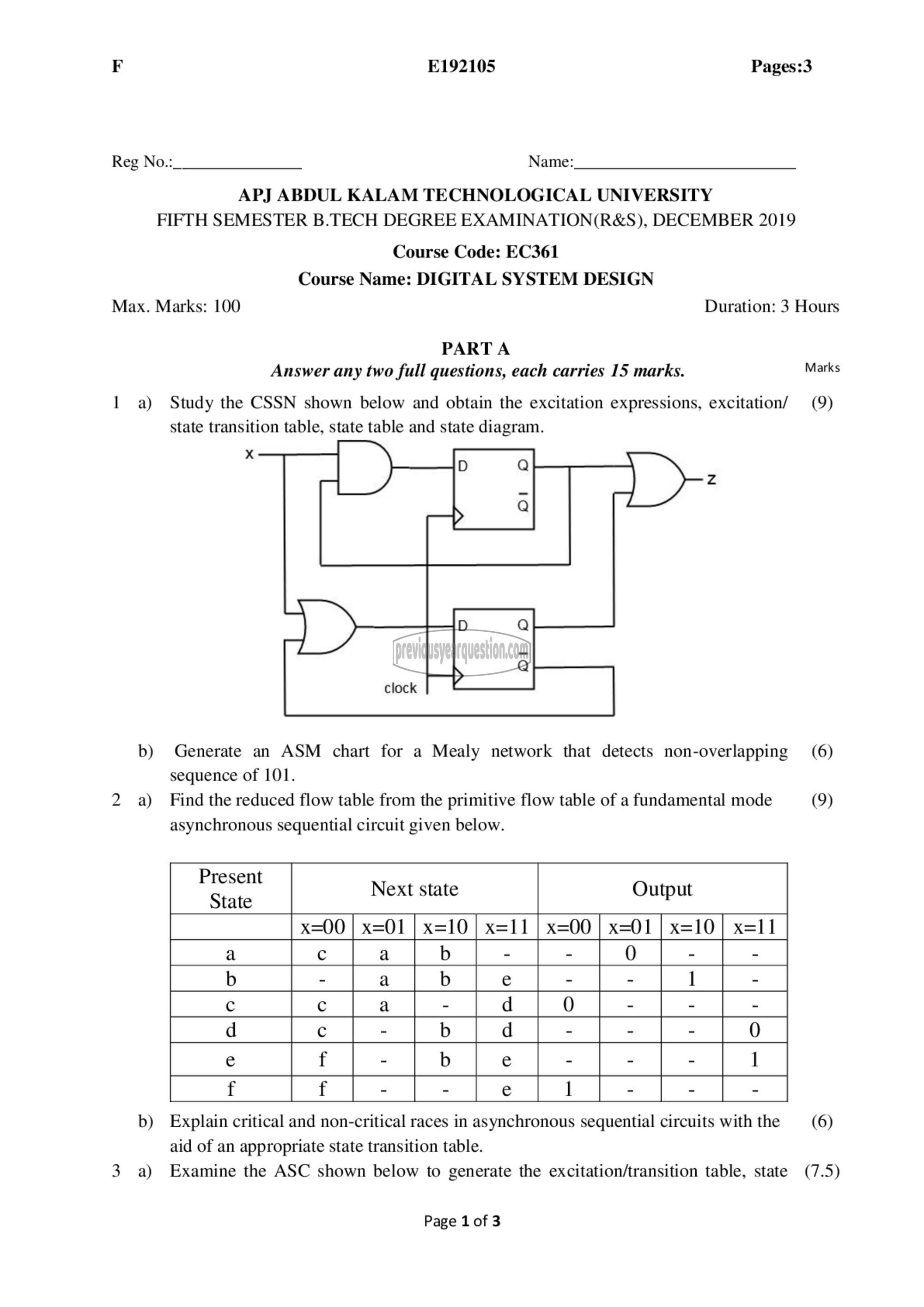 Question Paper - Digital System Design-1