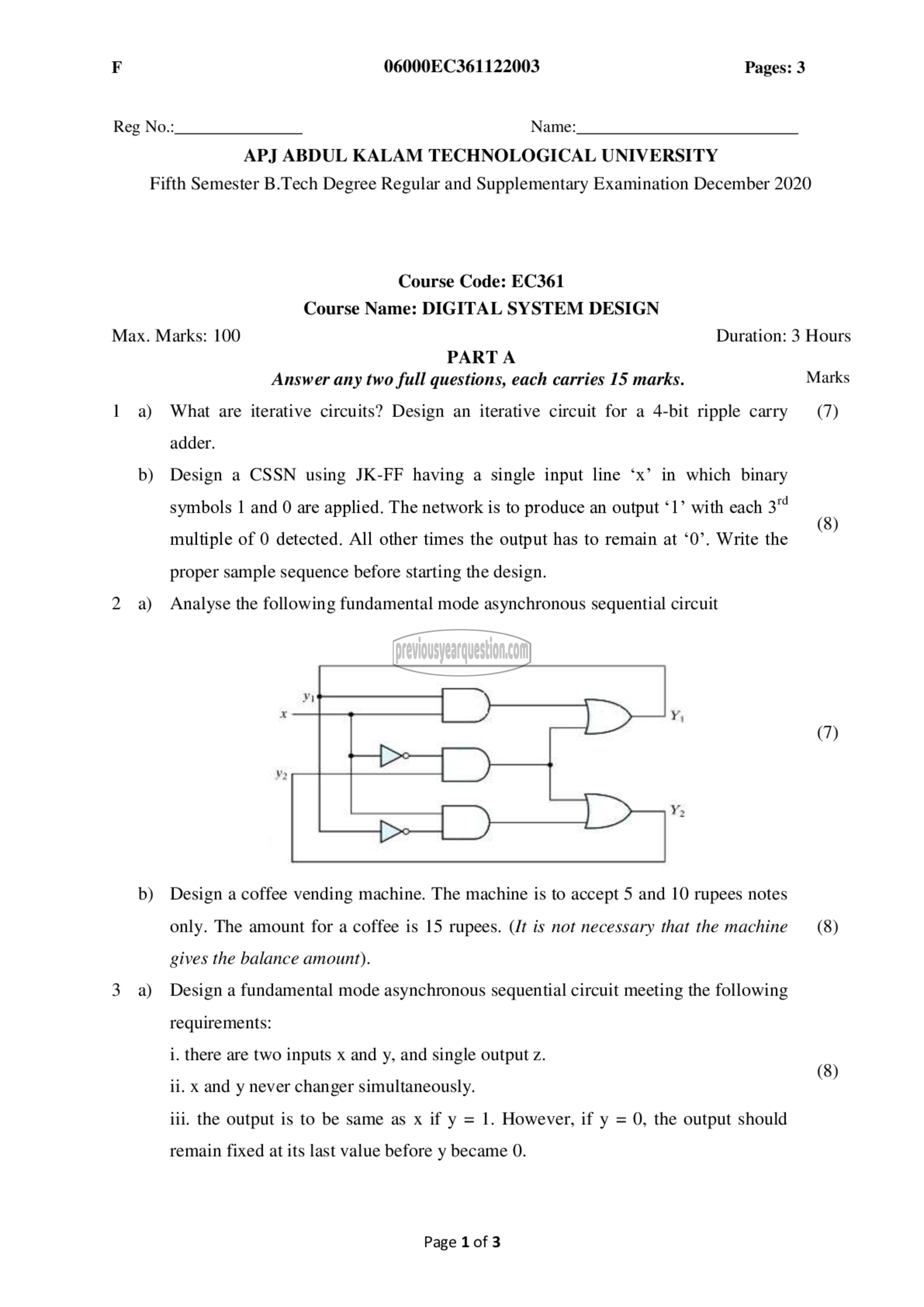 Question Paper - Digital System Design-1