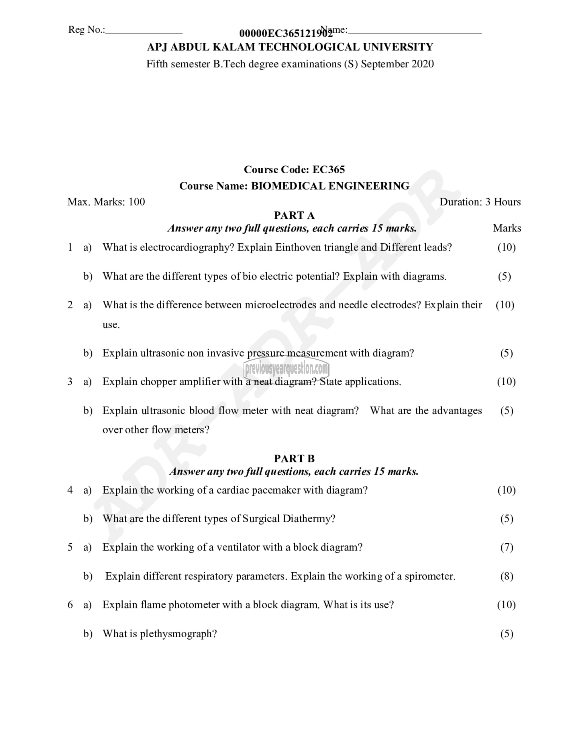 Question Paper - Biomedical Engineering-1