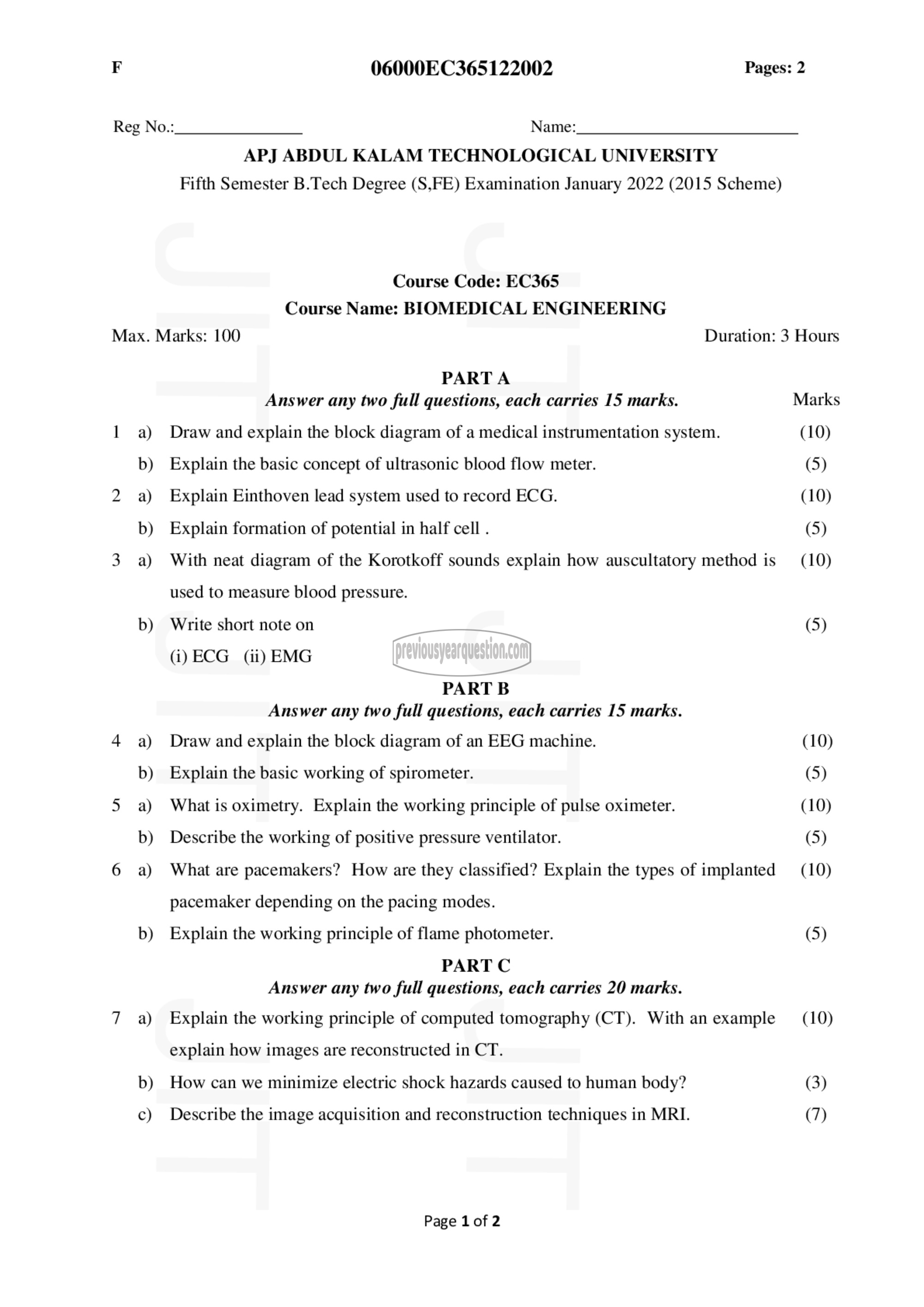 Question Paper - Biomedical Engineering-1