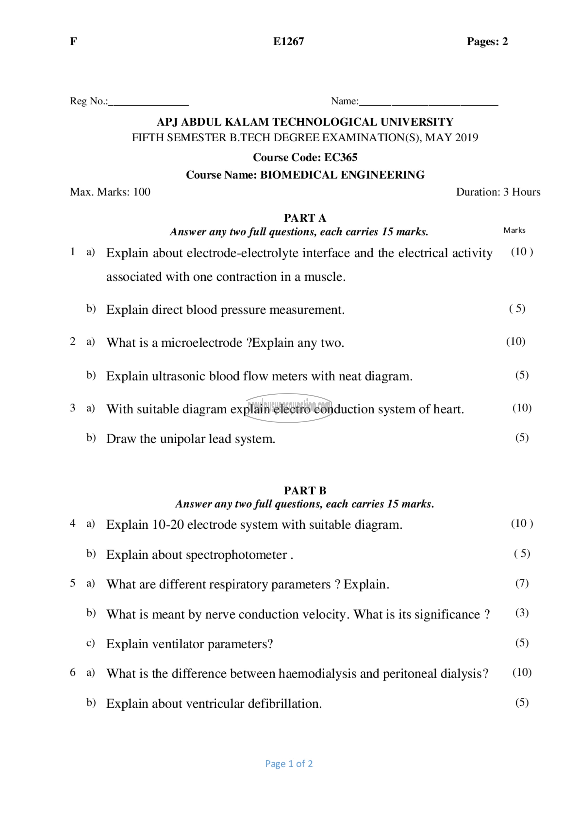 Question Paper - Biomedical Engineering-1