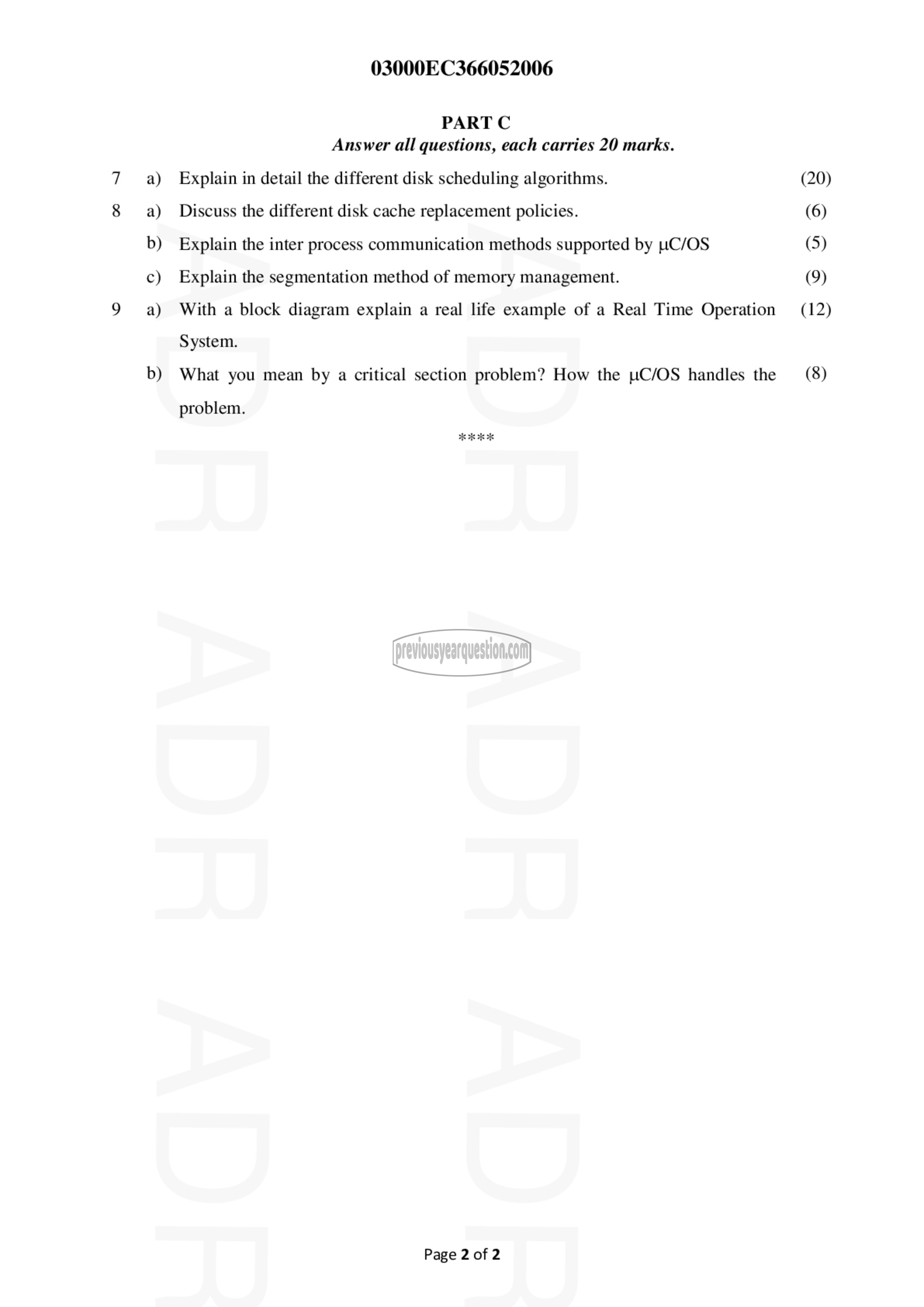 Question Paper - Real Time Operating Systems-2